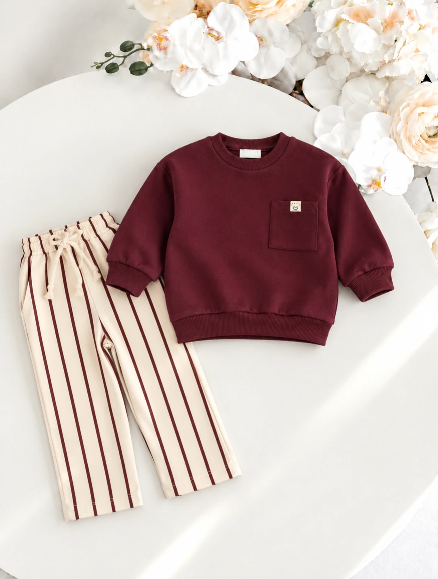 Smile Çizgili Şardonlu Premium  %100 Pamuk Pinterest Takım