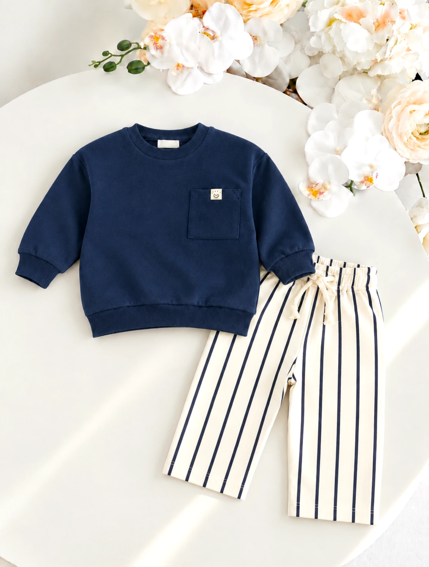 Smile Çizgili Şardonlu Premium  %100 Pamuk Pinterest Takım