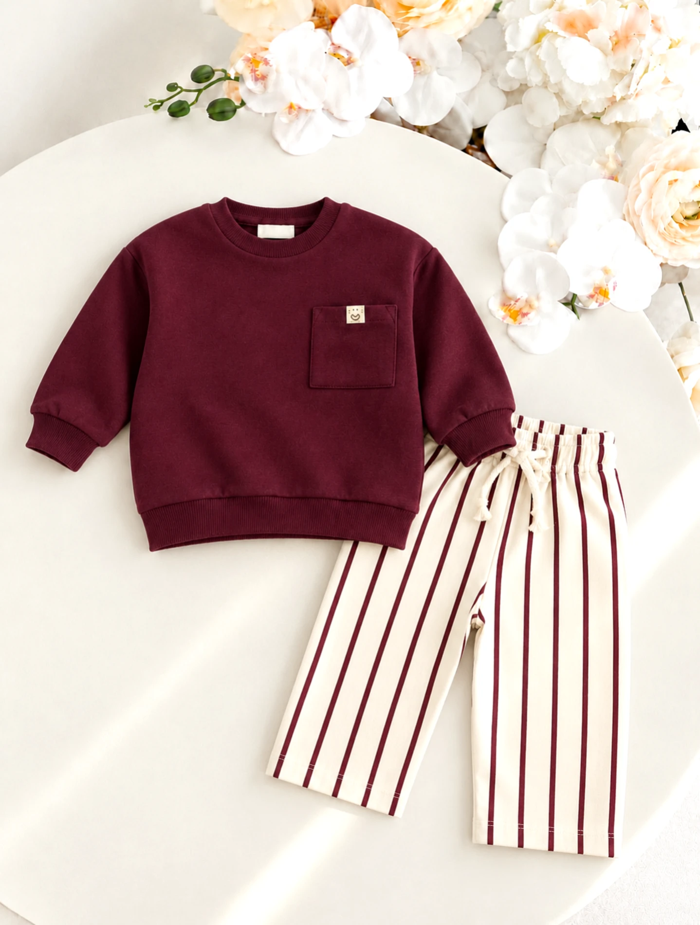 Smile Çizgili Şardonlu Premium  %100 Pamuk Pinterest Takım
