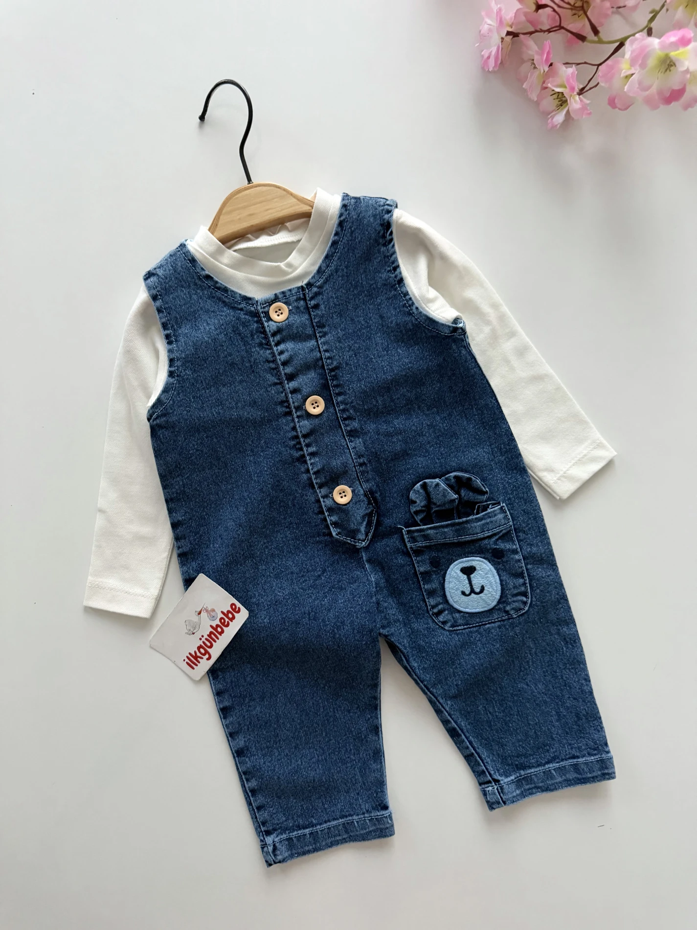Tavşan Cepli Denim Jean Salopet & Body