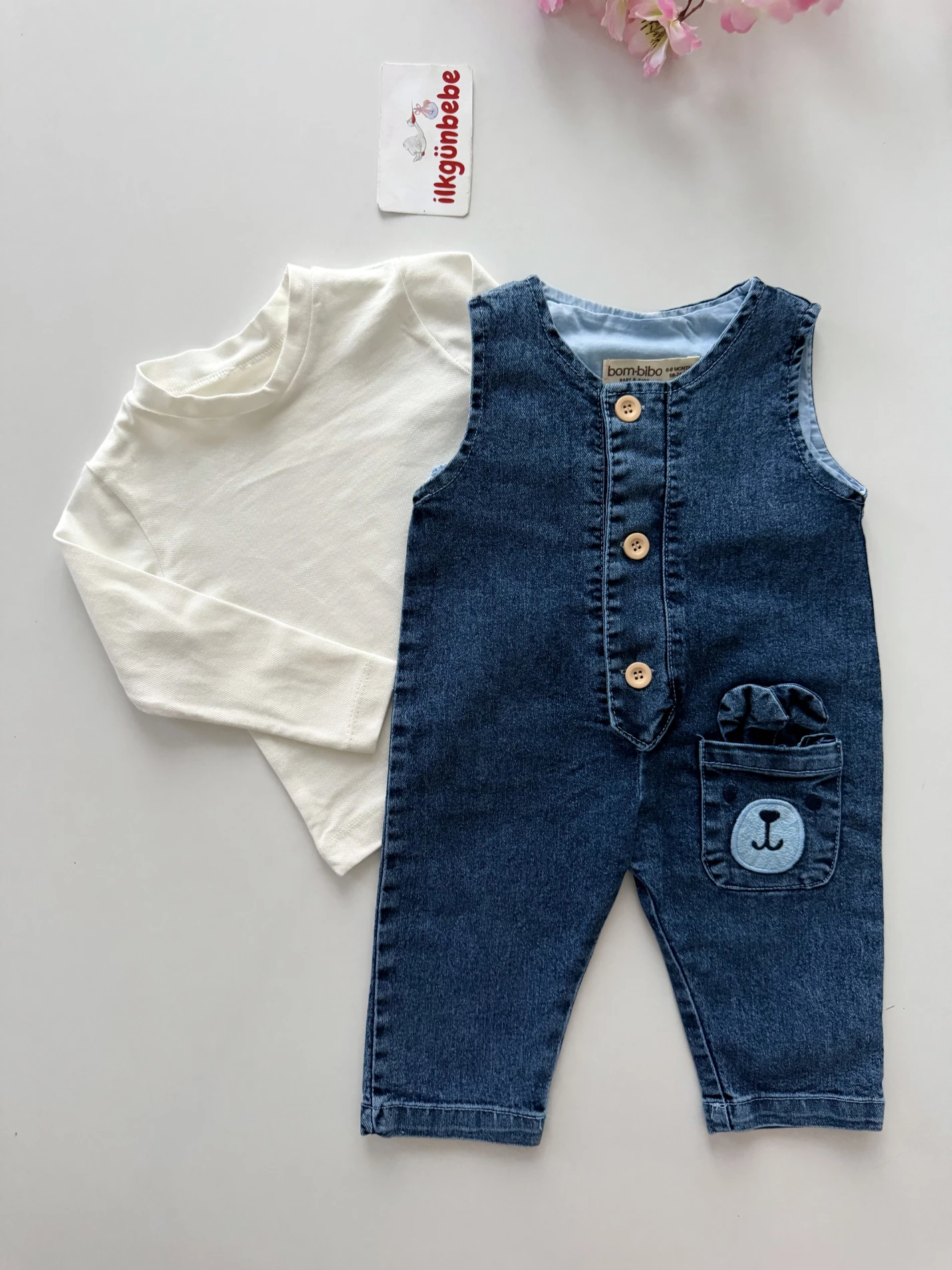 Tavşan Cepli Denim Jean Salopet & Body