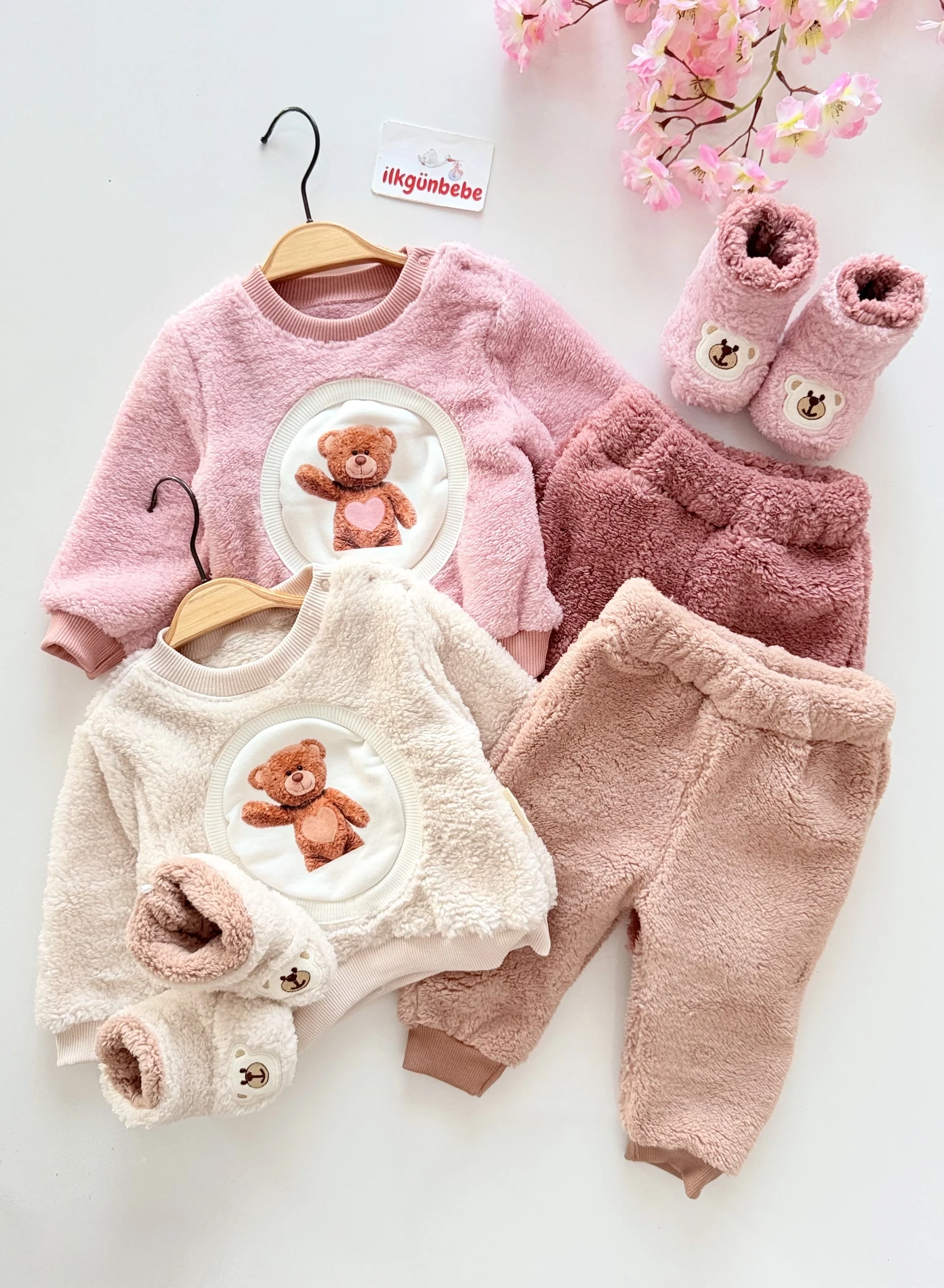 Teddy Kalpli Welsoft Peluş Kışlık Premium Yumuşacık 3’lü Panduflu Takım