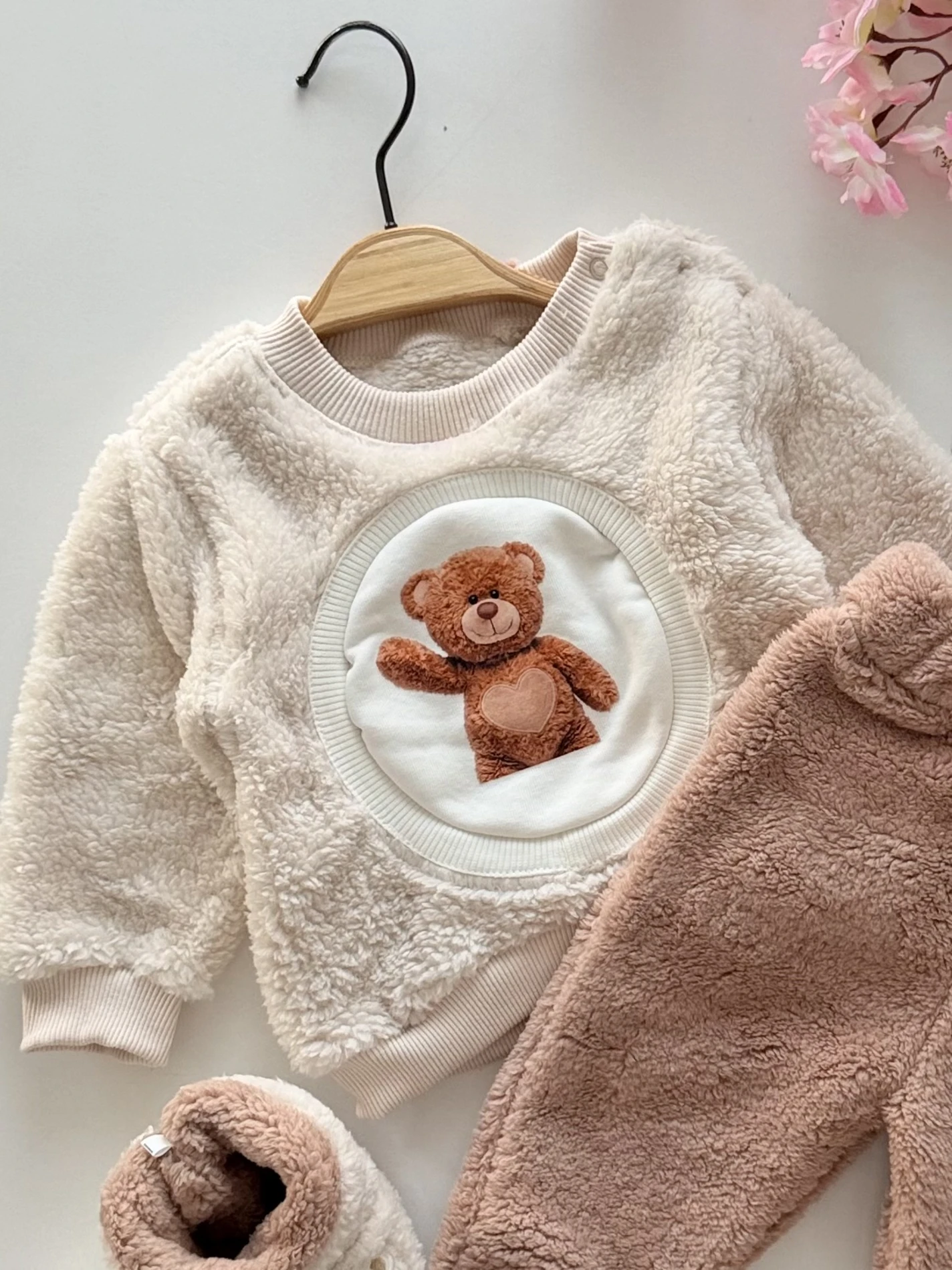 Teddy Kalpli Welsoft Peluş Kışlık Premium Yumuşacık 3’lü Panduflu Takım
