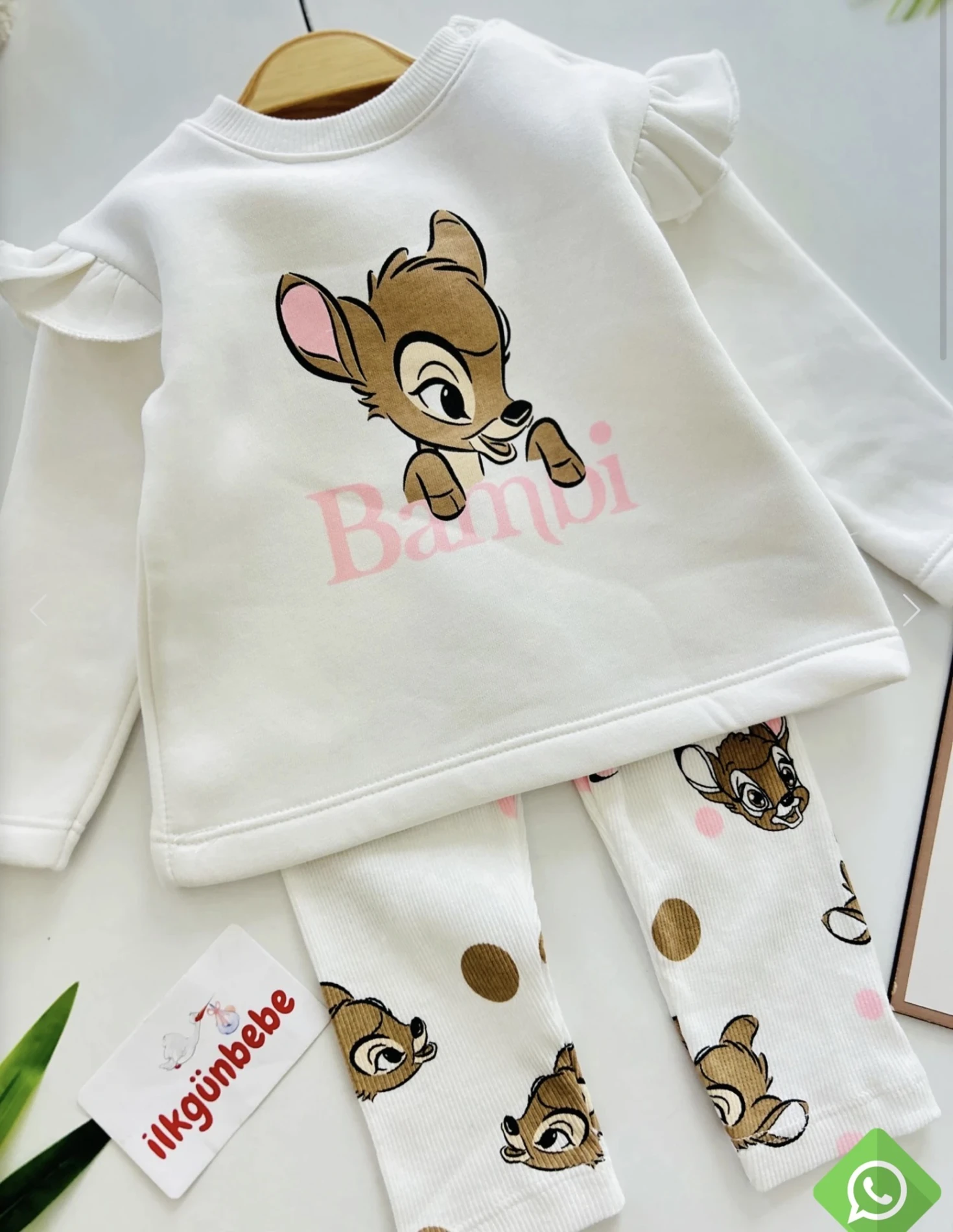 Bambi Geyik  Desenli 3 İp Premium Kalite Esnek Taytlı 2’li Takım