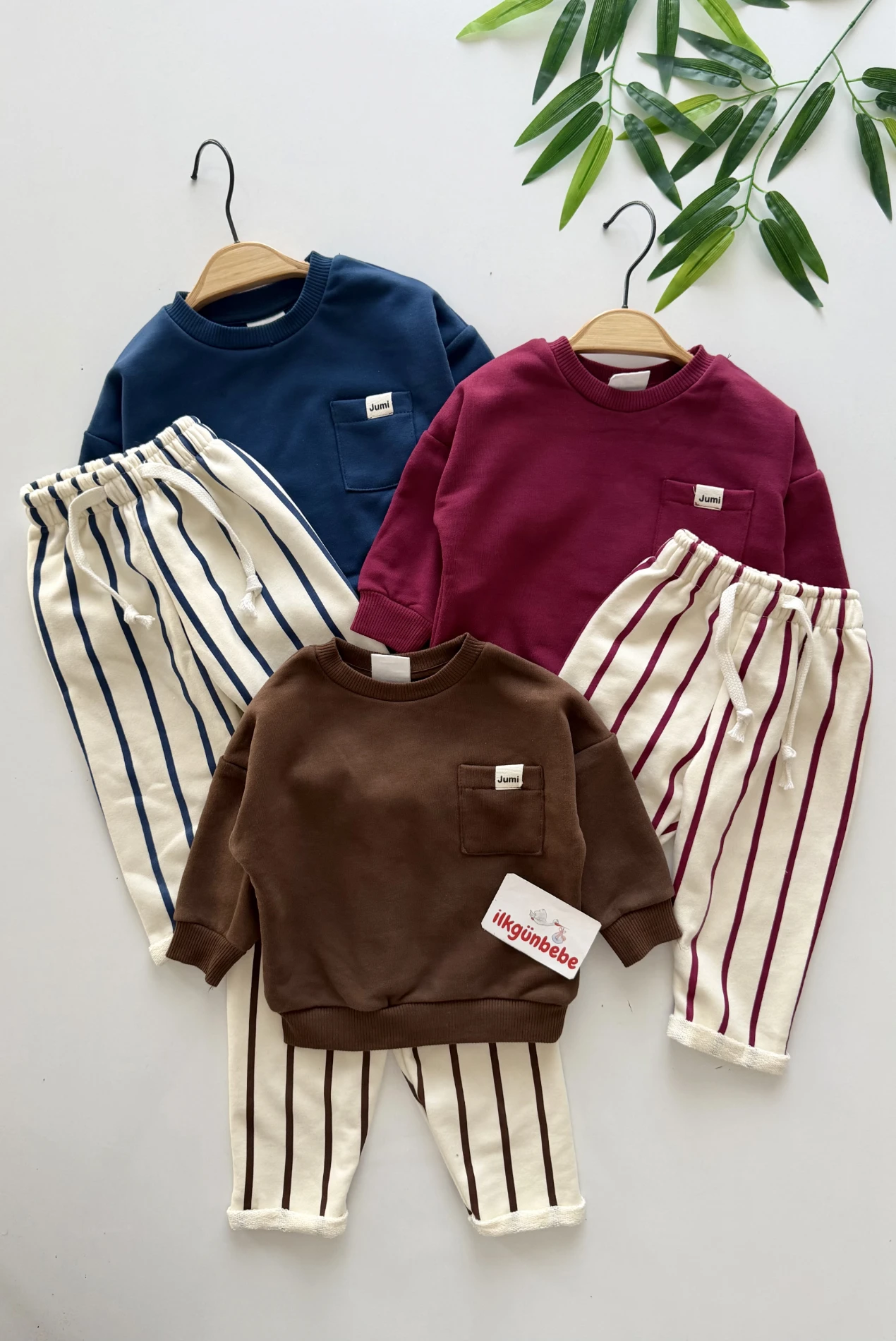 Smile Çizgili Şardonlu Premium  %100 Pamuk Pinterest Takım