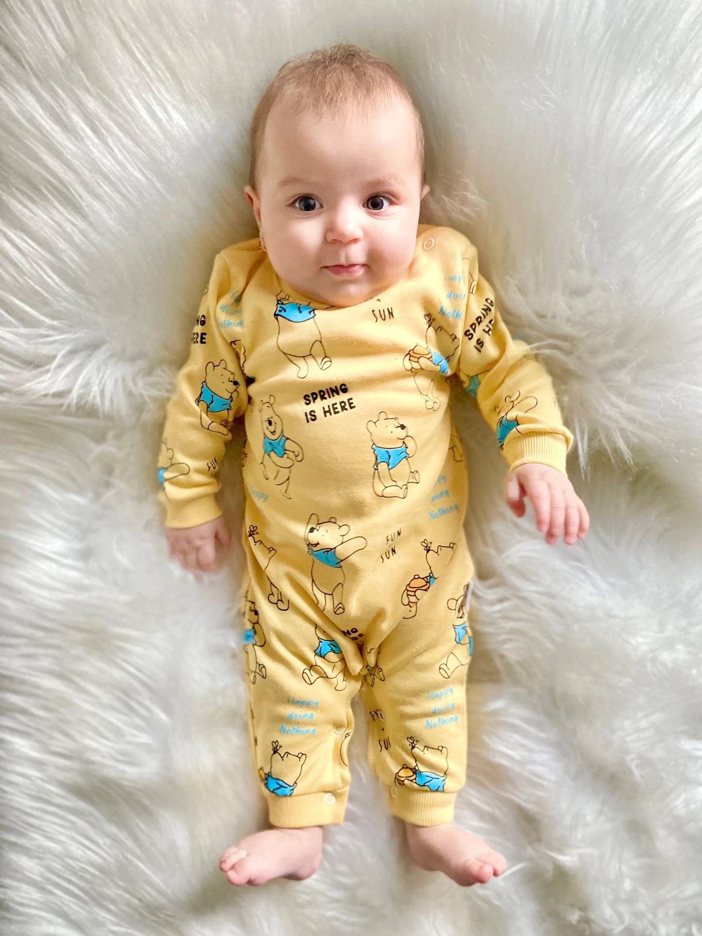 Winnie Pooh Baskılı Mevsimlik Unisex Pamuklu Tulum