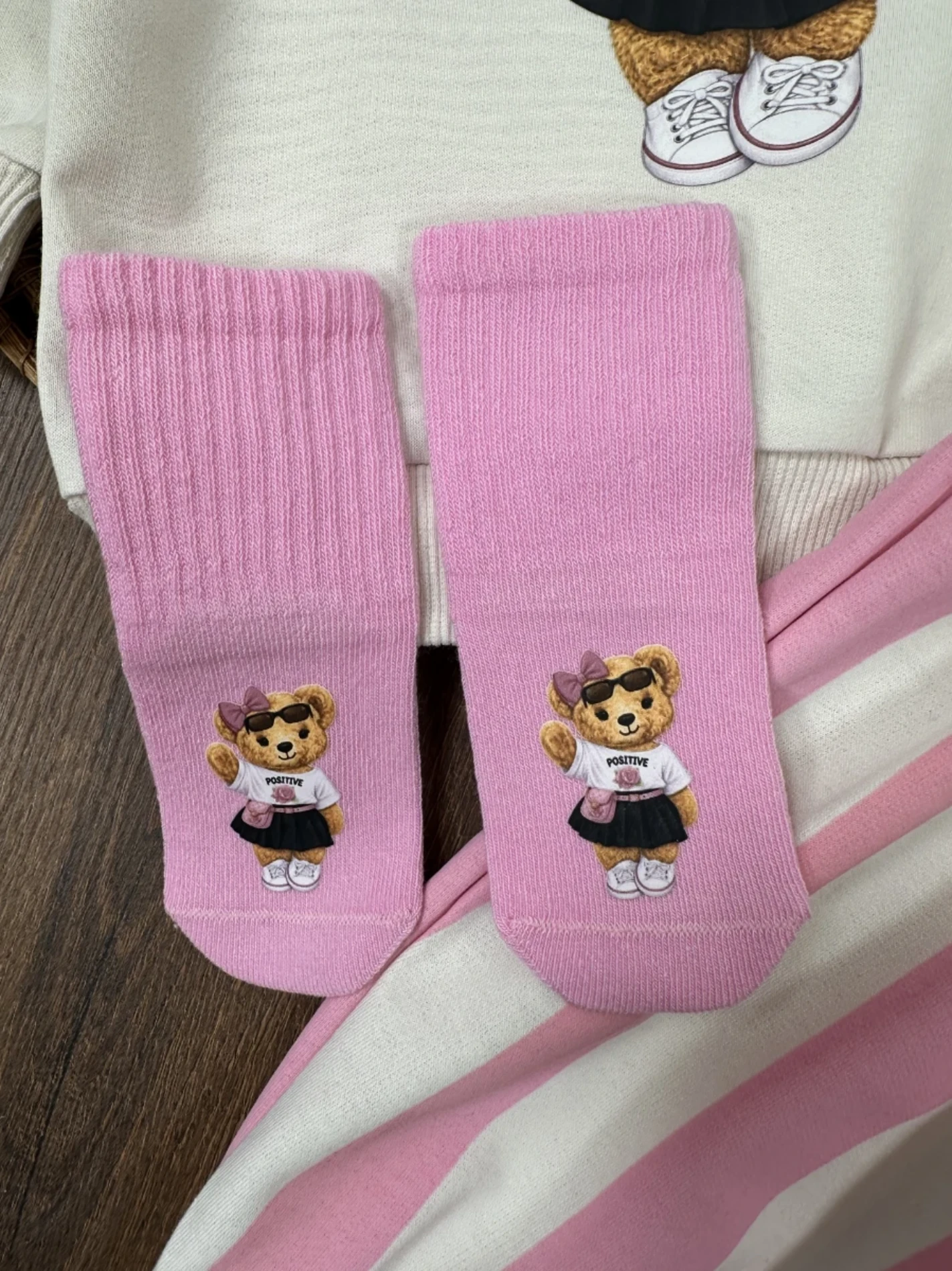 Hip-Hop Girls Çoraplı Teddy Mevsimlik 4lü Takım - AÇIK PEMBE