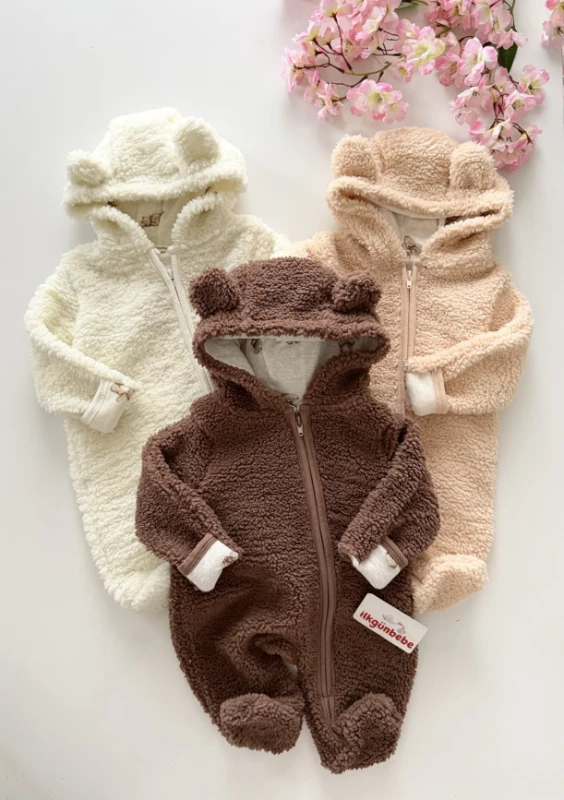 Alice  Peluş Teddy Kulaklı Eldivenli Fermuarlı Astarlı Peluş Tulum 