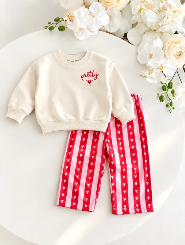 Pretty Arkası Kalp Nakışlı %100 pamuk 2’li takım 