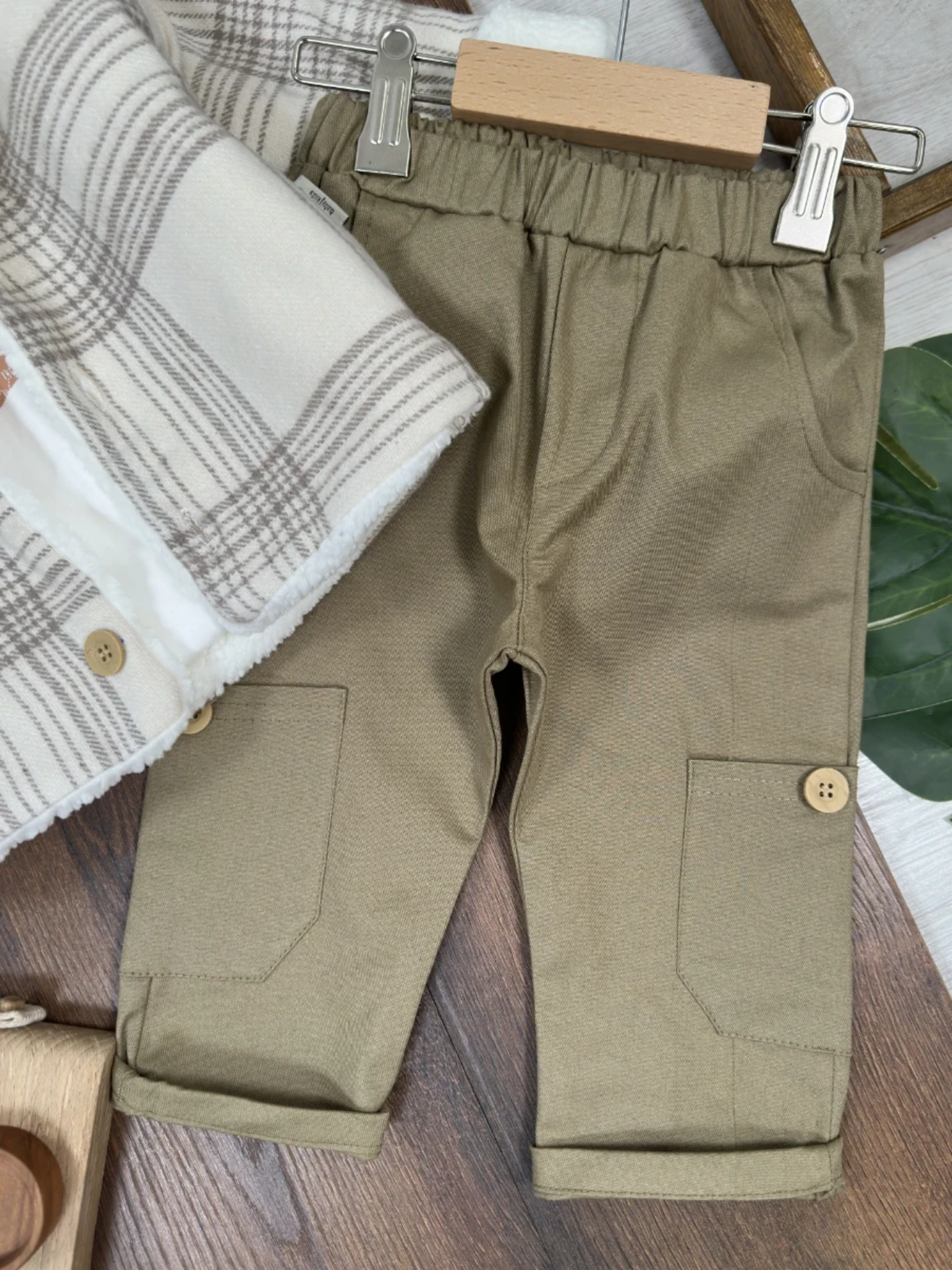 Oduncu Kürklü  Ceketli  Bodyli Pantalonlu  3'lü Takım 