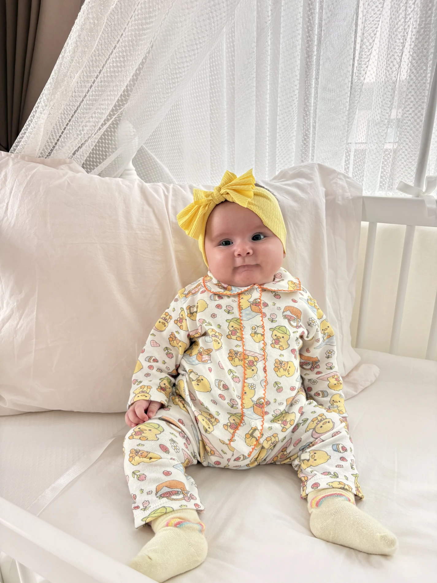 Ördek Desenli Bebe Yaka Pijama Takımı