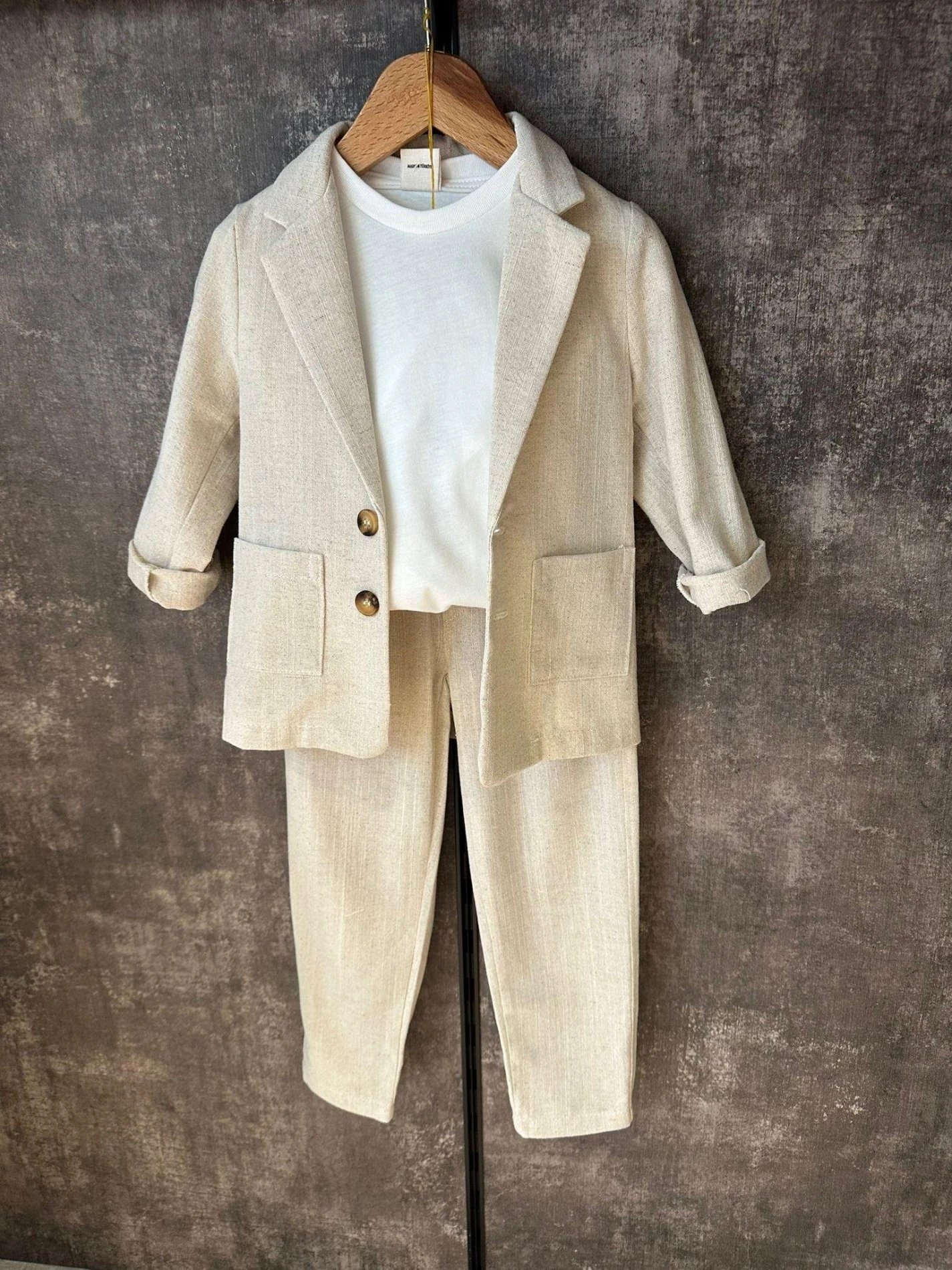 Premium Kalite Keten Kumaş Ceketli Pantalonlu Badili 3’lü Cool Takım