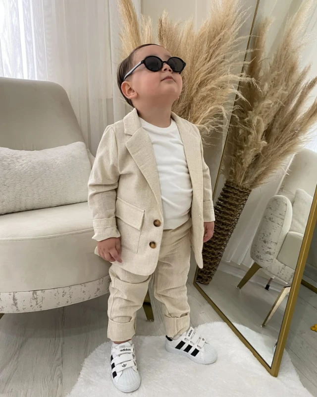 Premium Kalite Keten Kumaş Ceketli Pantalonlu Badili 3’lü Cool Takım