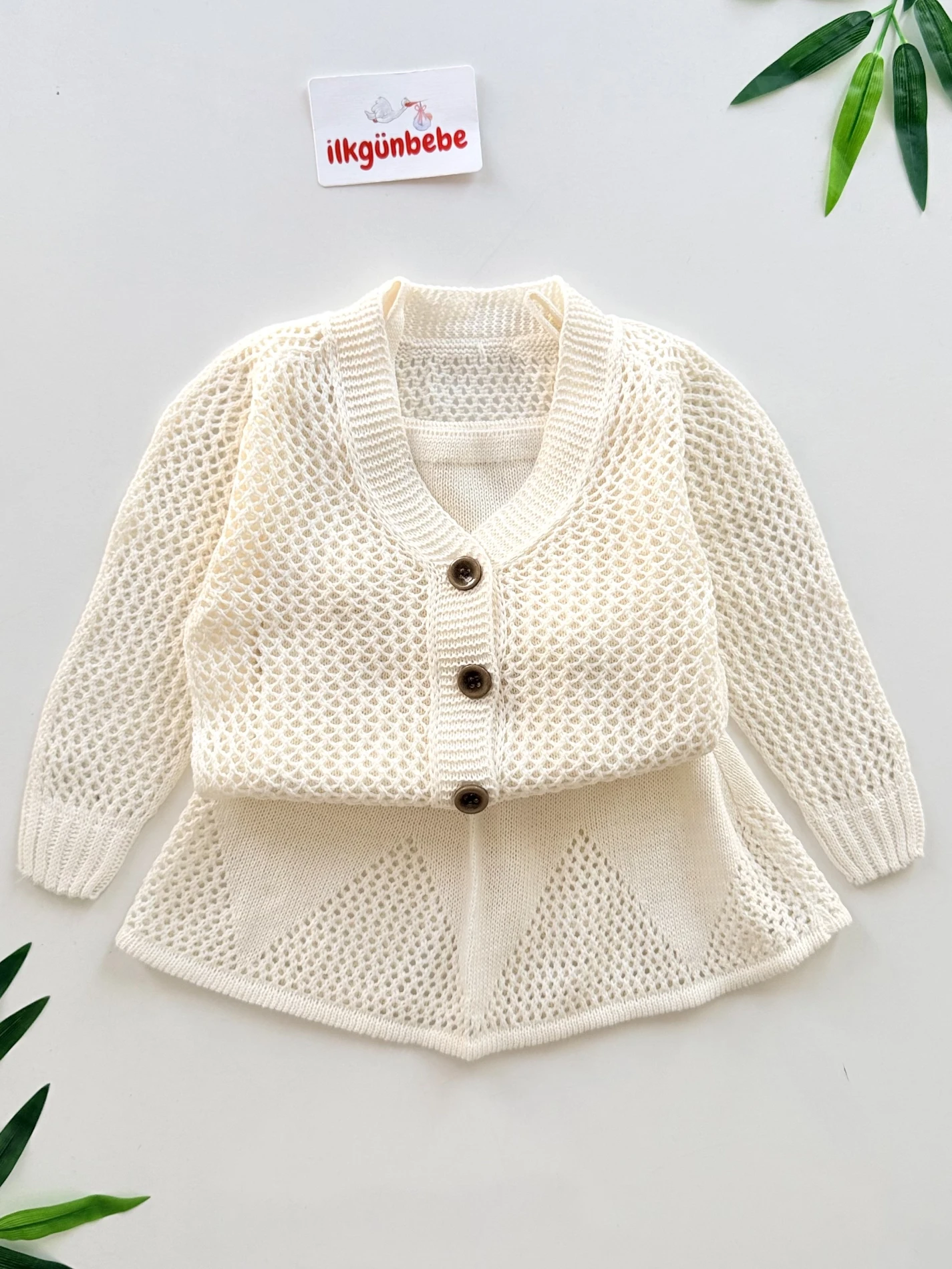 Ajurlu Fileli 3 Parça Etek Hırka & Askılı Badi Takım