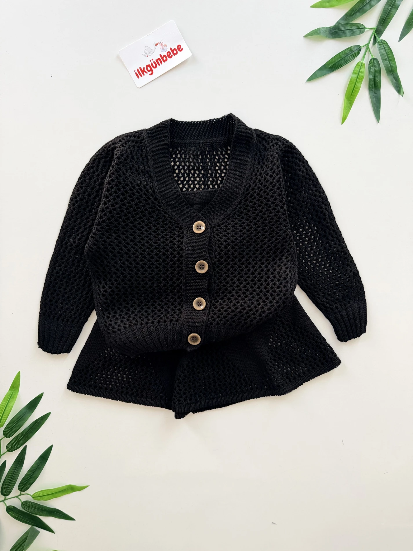 Ajurlu Fileli 3 Parça Etek Hırka & Askılı Badi Takım