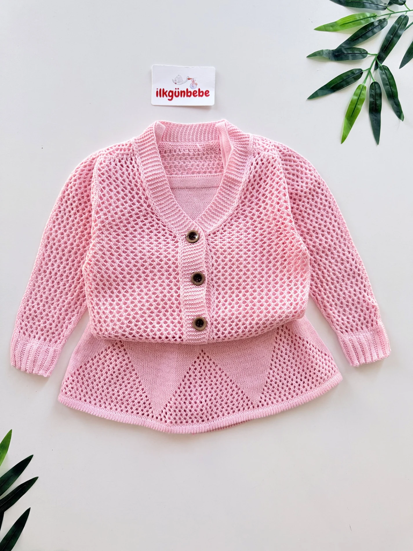 Ajurlu Fileli 3 Parça Etek Hırka & Askılı Badi Takım