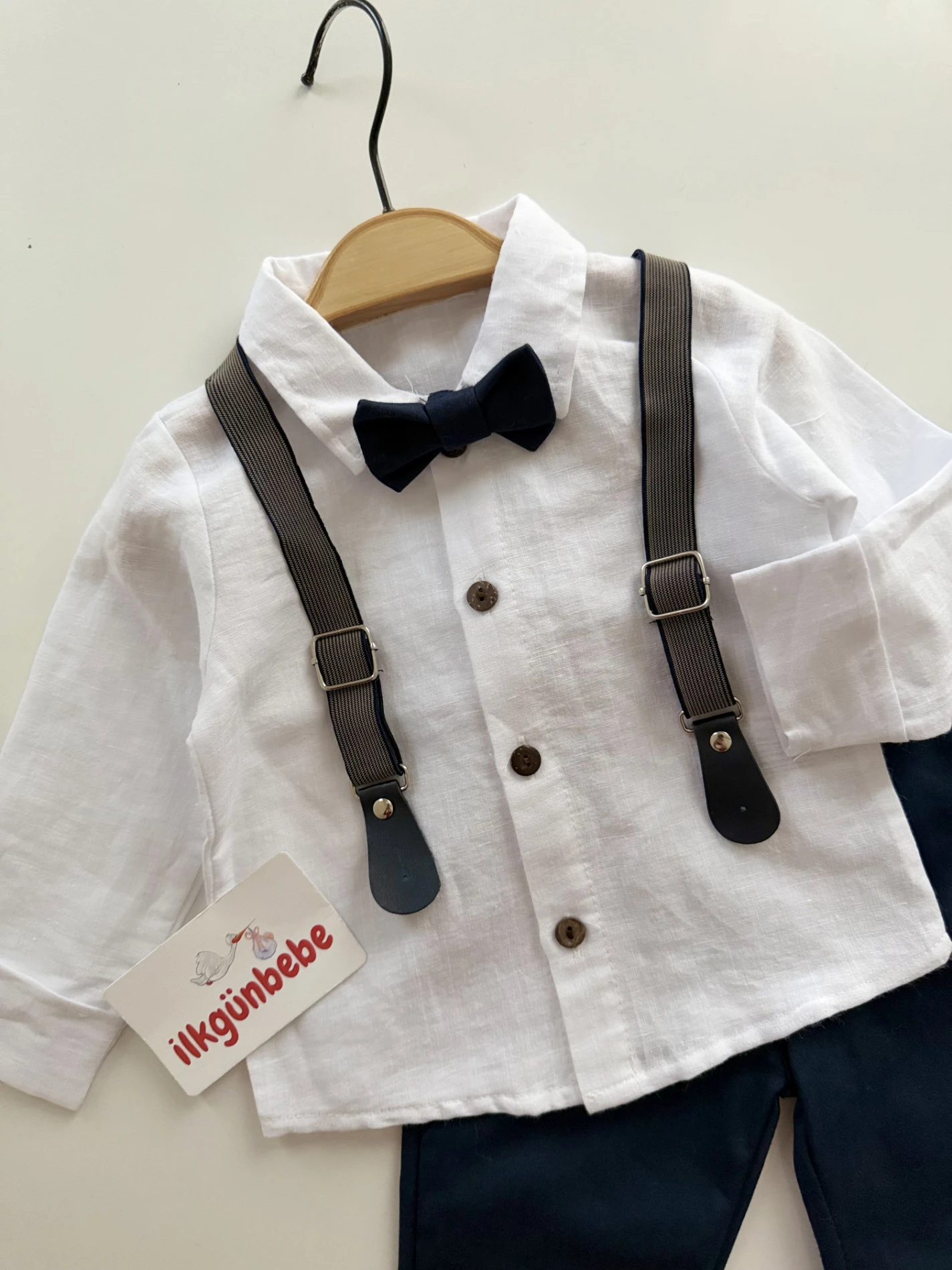 Papyonlu Askılı Keten Pamuklu 4’lü Takım