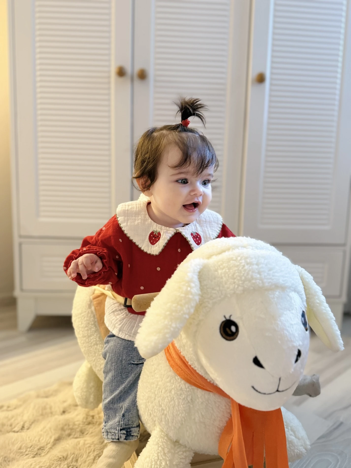 Çilek Yakalı Müslin Kumaş Sweatli Kot Pantalonlu Premium Kalite Takım