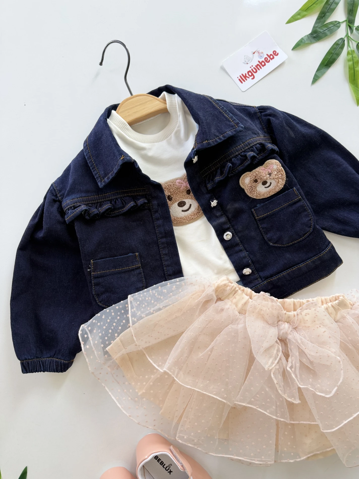 Teddy Kot Ceketli Tütü Etek 3’lü Takım