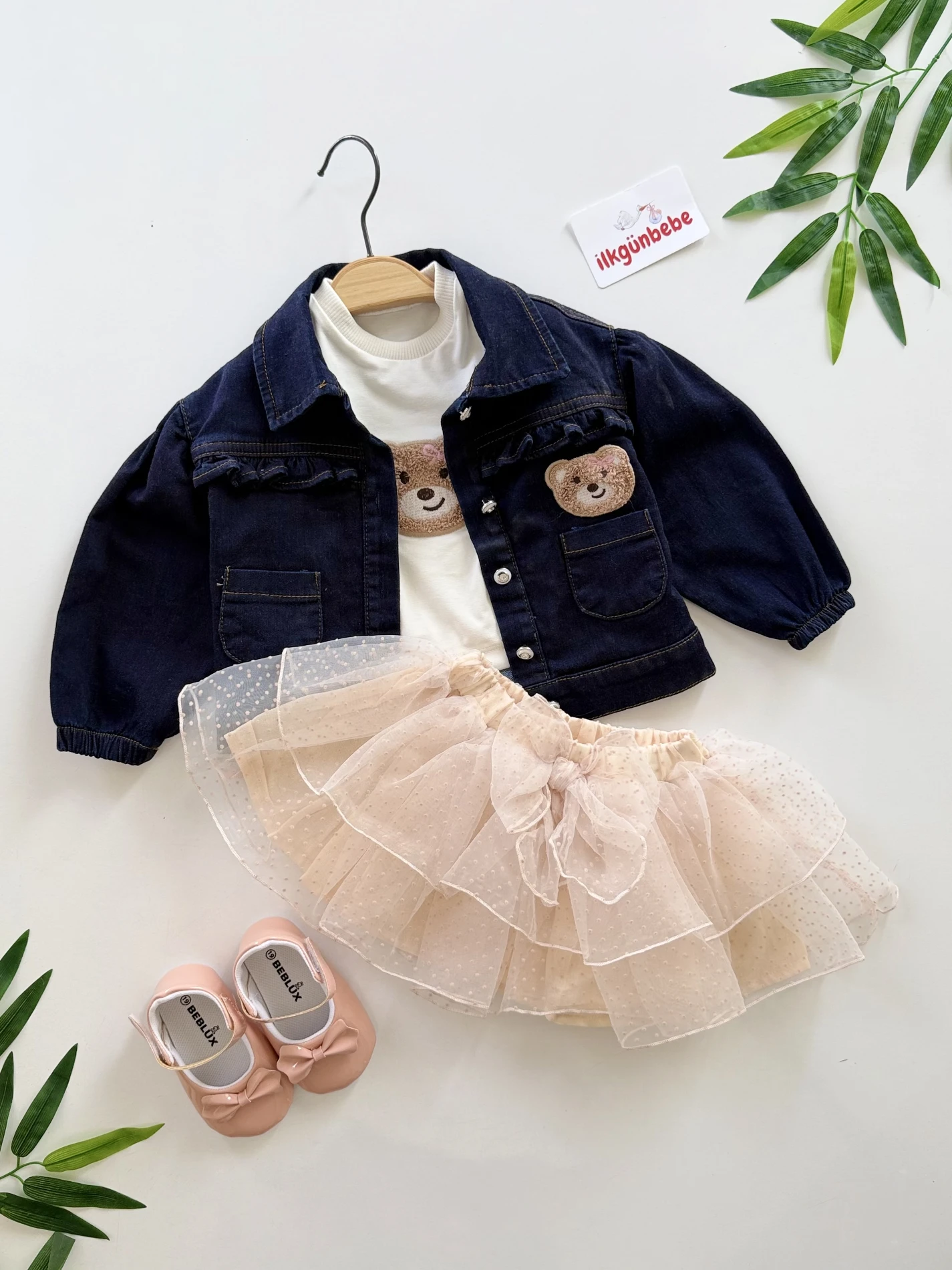 Teddy Kot Ceketli Tütü Etek 3’lü Takım