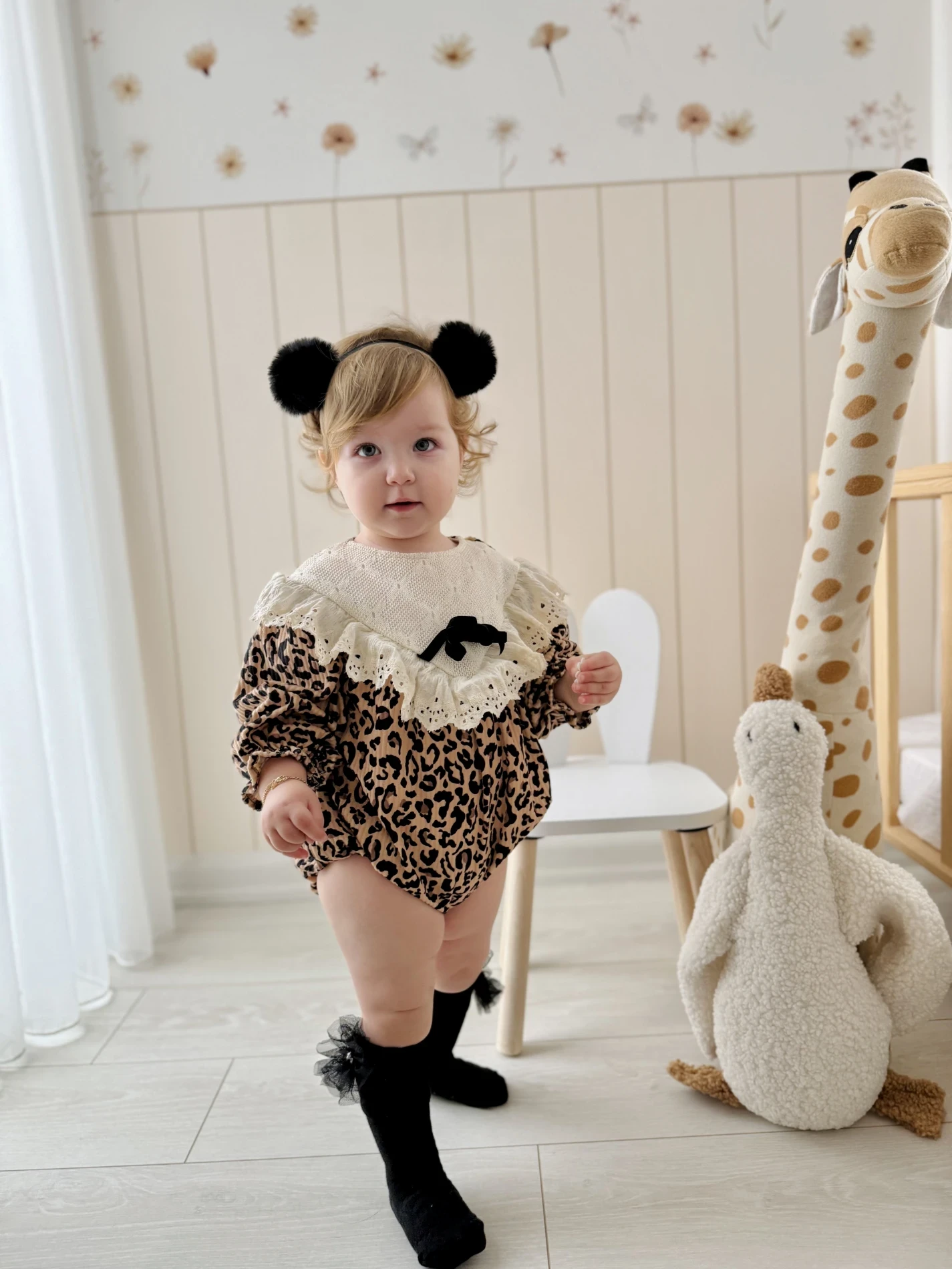 Premium Kalite Özel Koleksiyon Leopar Desen Yumuşak Süet Dokulu Romper Tulum