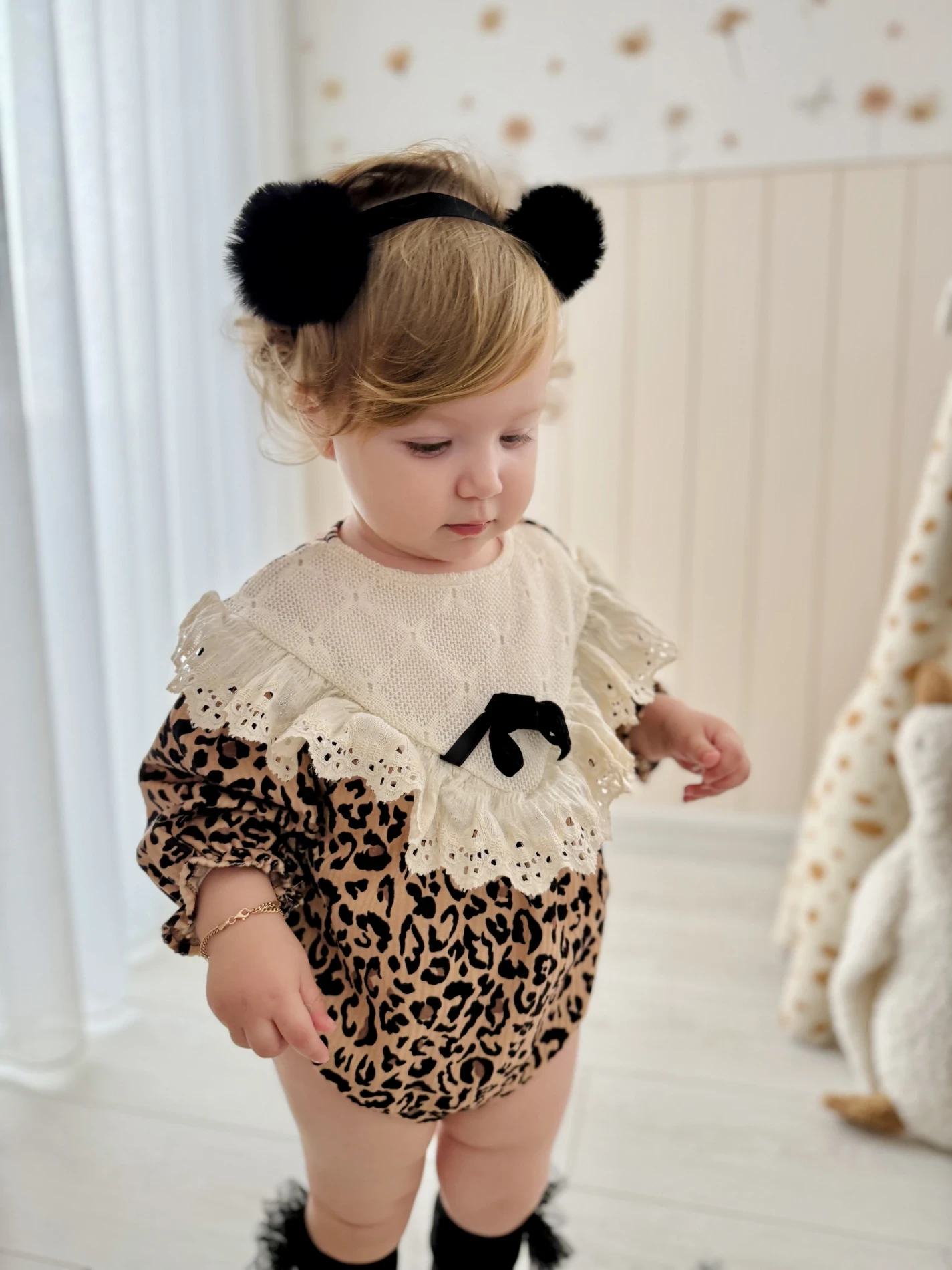Premium Kalite Özel Koleksiyon Leopar Desen Yumuşak Süet Dokulu Romper Tulum