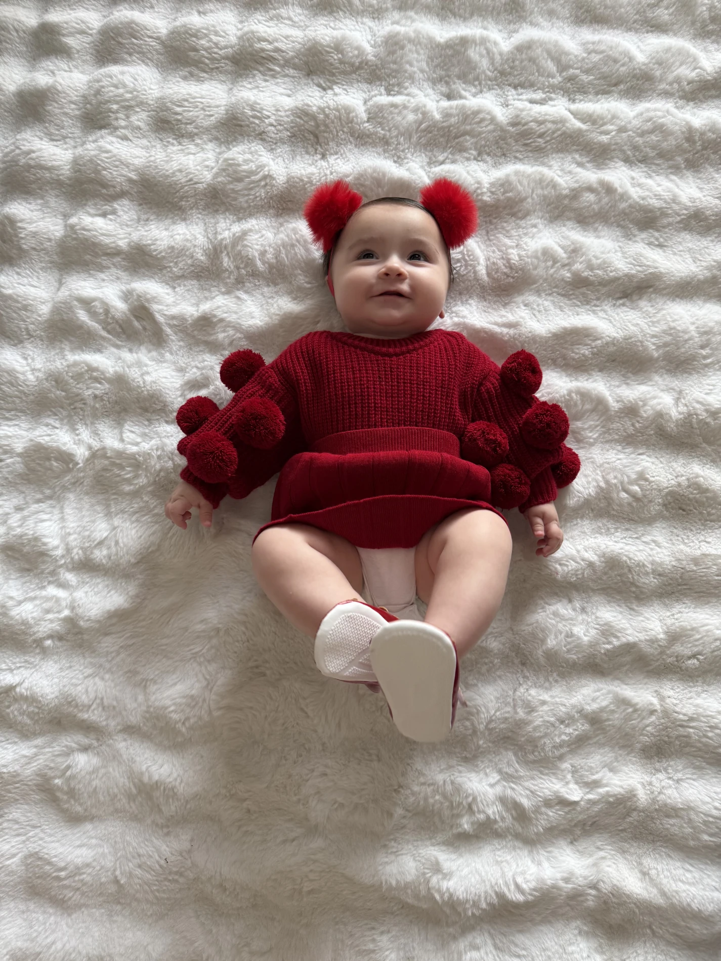 Selanik Örgüsü Kumaşlı Ponpon  Detaylı Triko Etekli 3’lü Takım