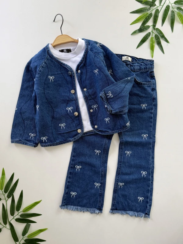 Fiyonklu Denim 3’lü Premium Özel Koleksiyon Takım