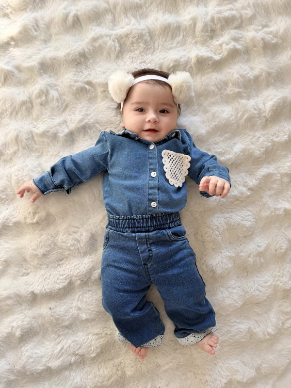 Likralı Esnek Premium Kalite Dantel Detaylı Kot Takım