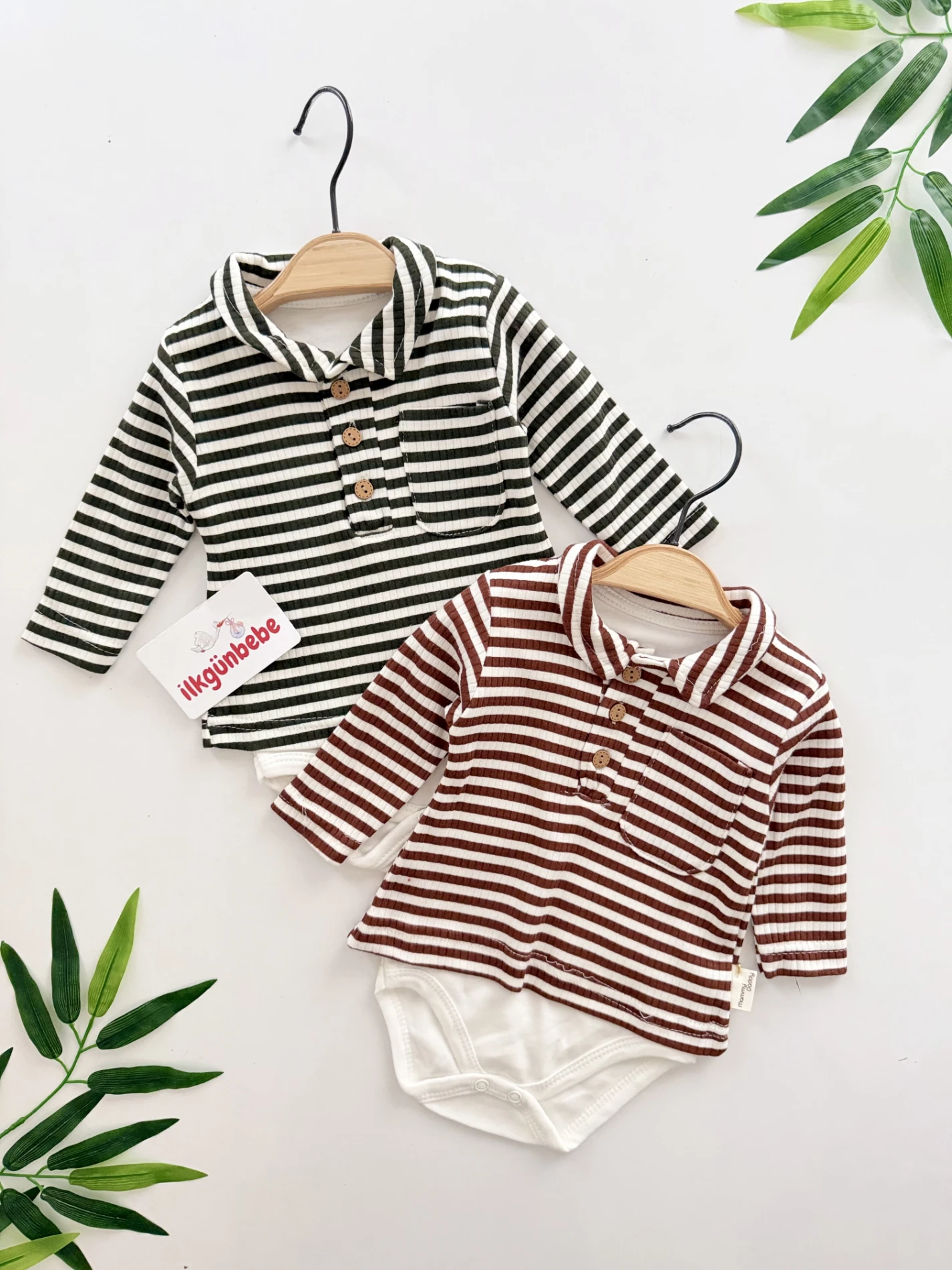 Çizgili Polo Yaka Zıbın