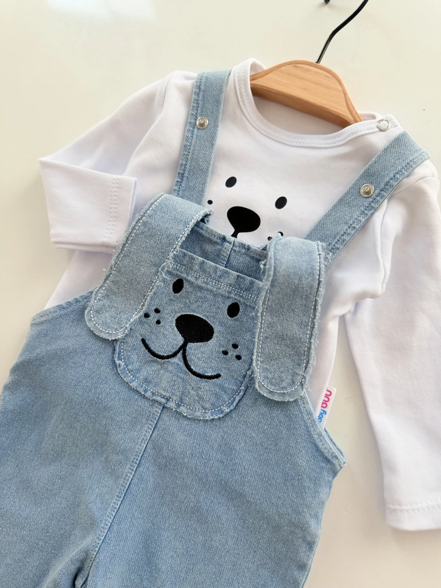 Sevimli Köpüş Kulaklı  Likralı Esnek Kumaş 2’li Salopet Takım