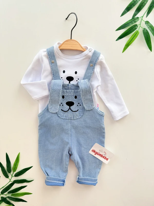 Sevimli Köpüş Kulaklı  Likralı Esnek Kumaş 2’li Salopet Takım