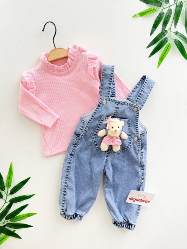 Oyuncak Ayıcıklı Kot Kumaş Badili 2’li Takım