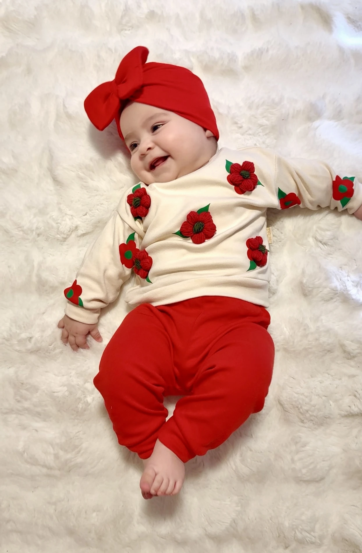 Çiçek Kabartma Nakışlı %100 Pamuk 2’li Takım