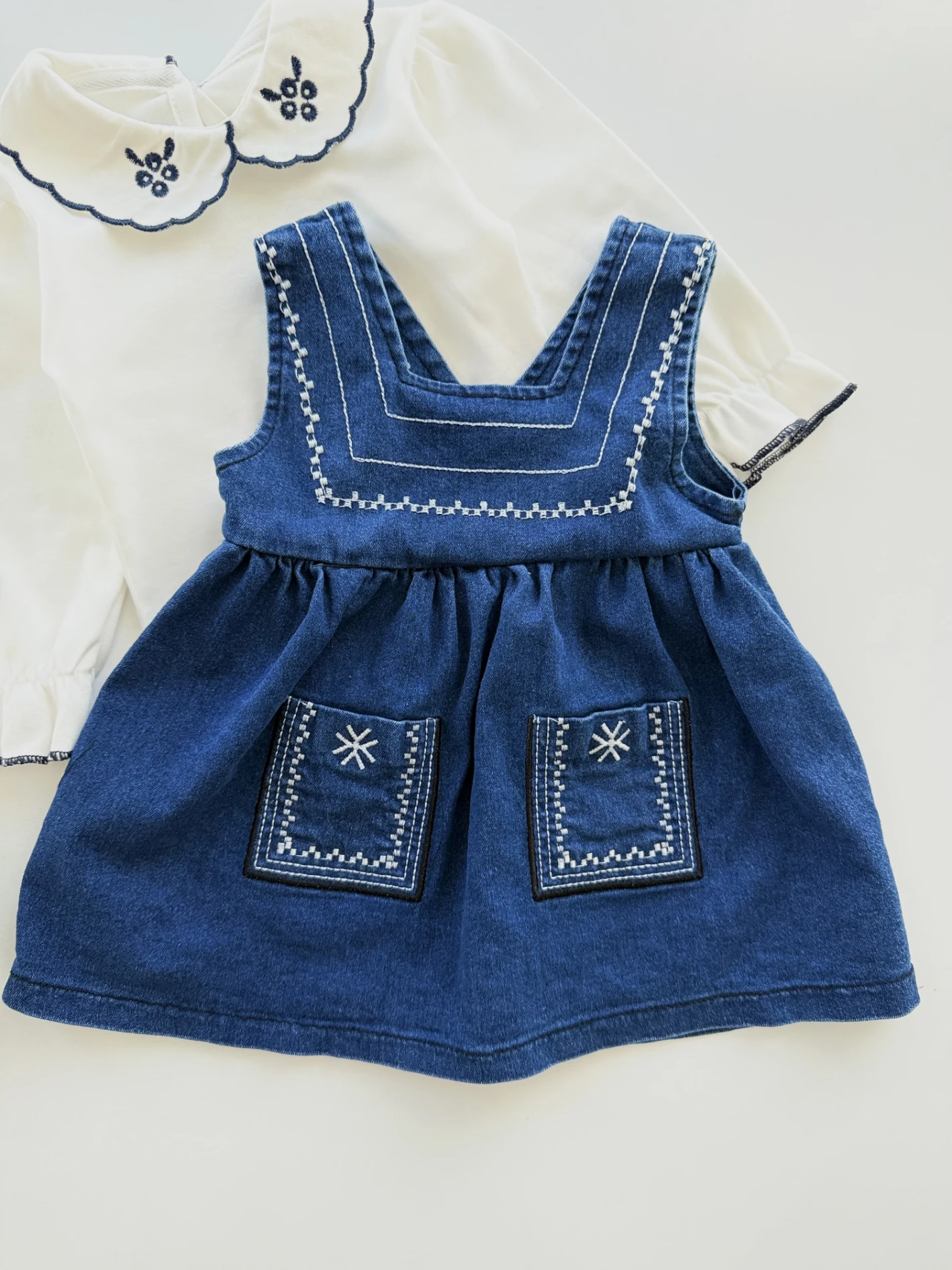 Sophia Çiçek Nakışlı Kot Elbise & Body