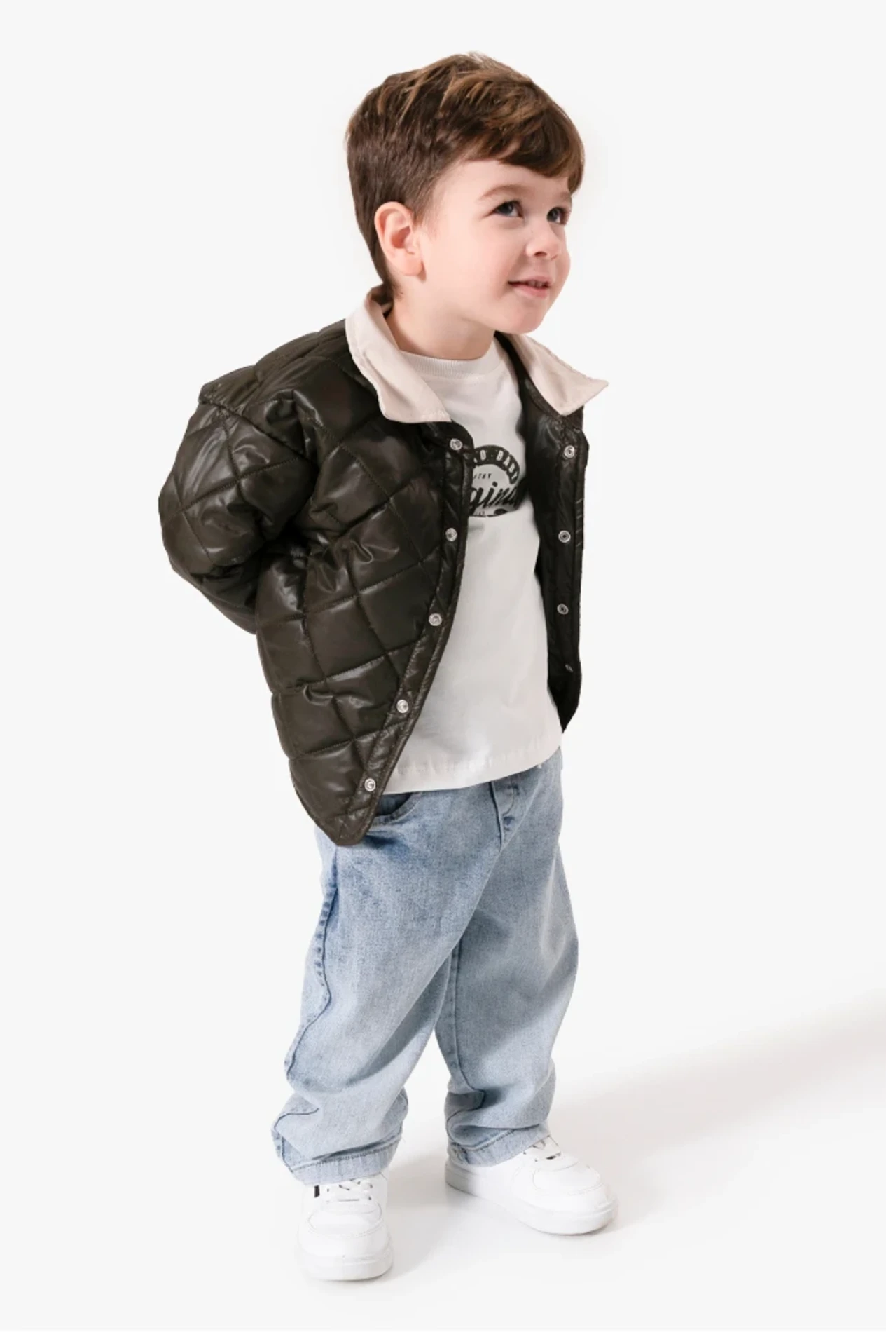 Kapitone Ceketli Kot Pantalonlu 3’lü Takım