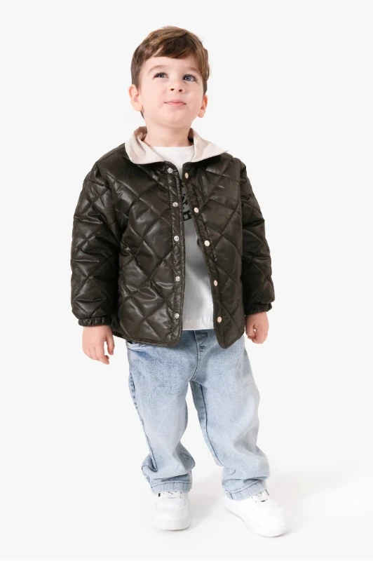 Kapitone Ceketli Kot Pantalonlu 3’lü Takım