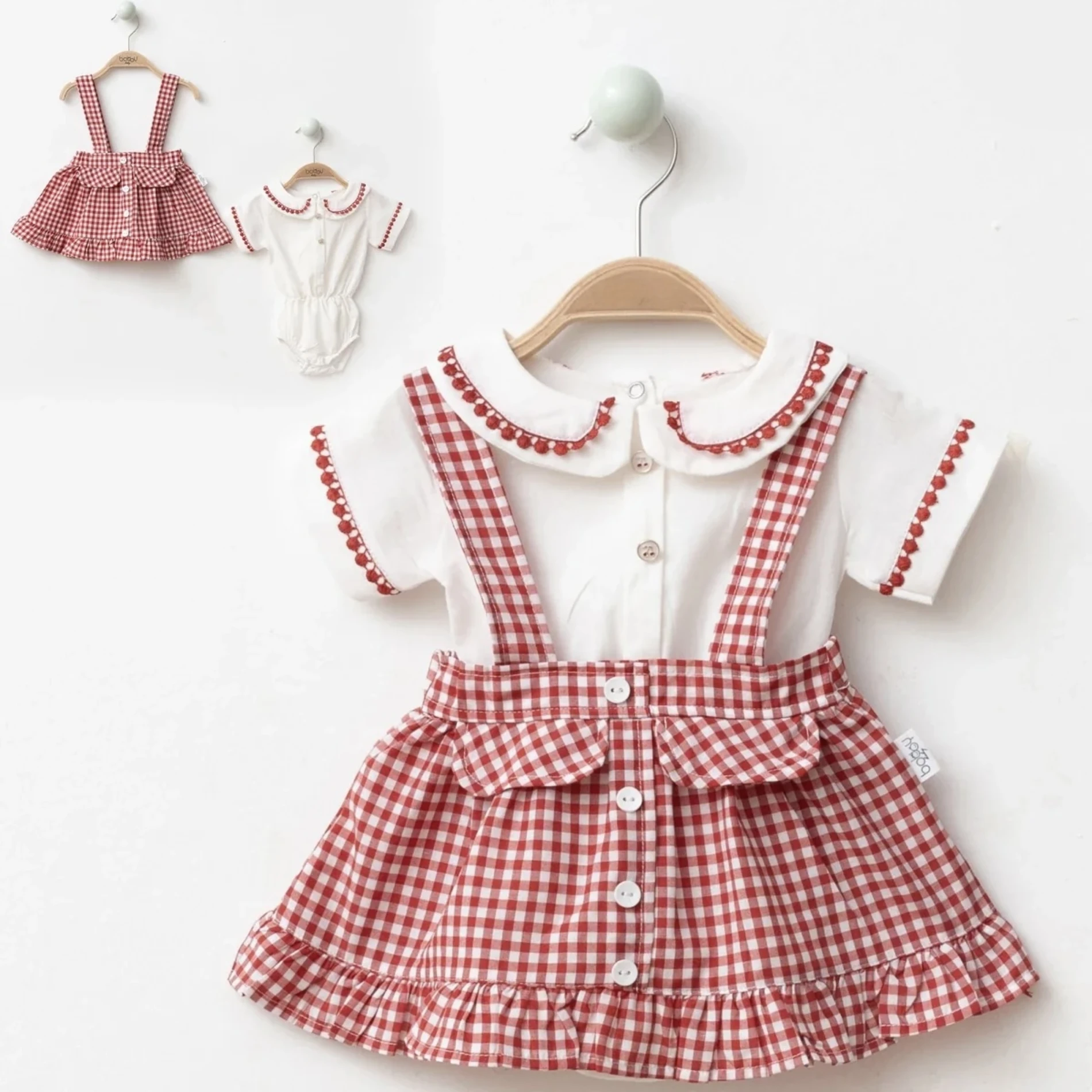 Redrose Ekose & Gömlek Elbise Yazlık  Set