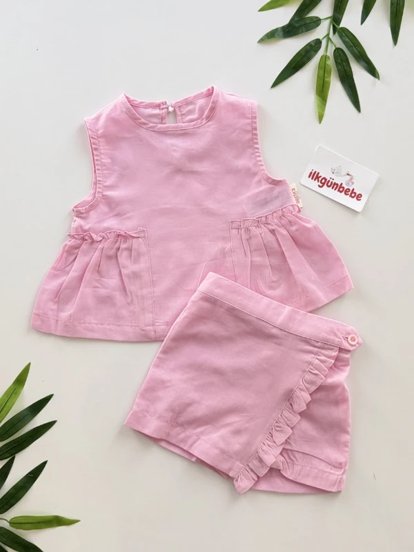 Keten Kumaş Şort Etekli 2’li Takım