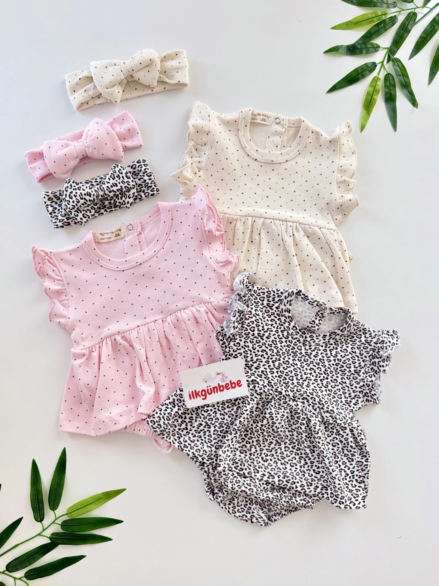 Leogirl 3’lü Bandanalı Romper Yazlık Set