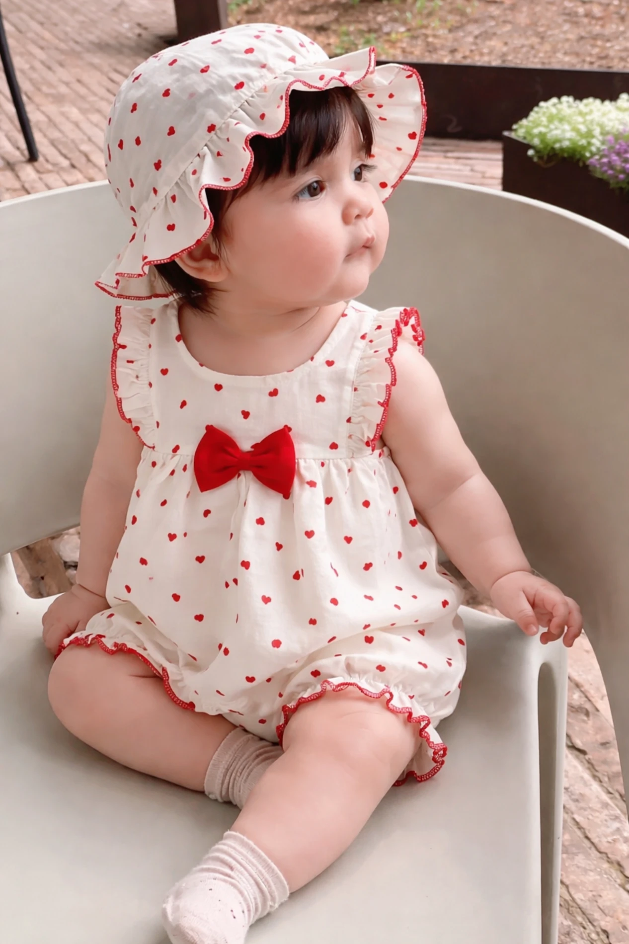 Lovely Bucket Şapkalı Yazlık Müslin Romper