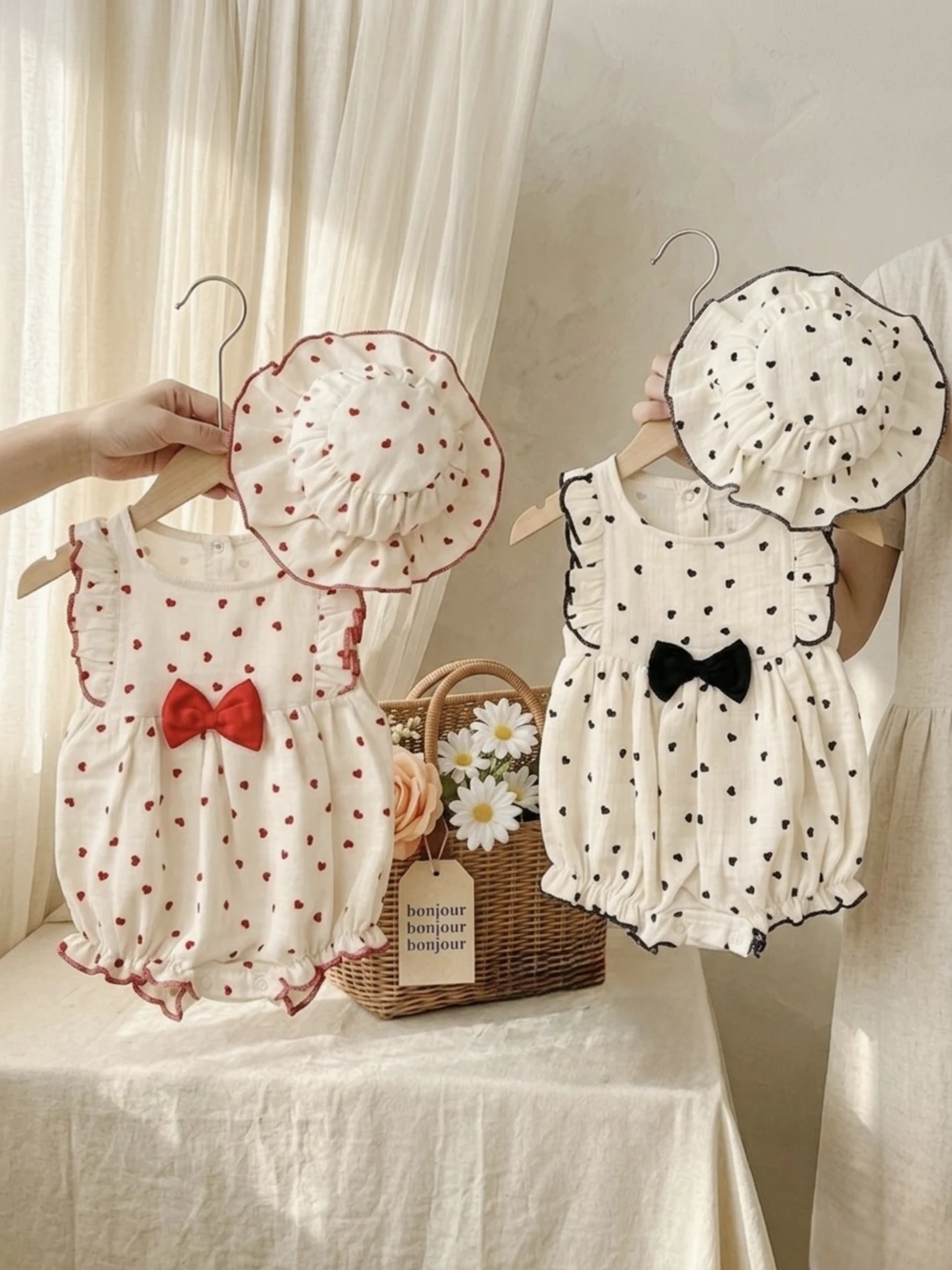 Lovely Bucket Şapkalı Yazlık Müslin Romper