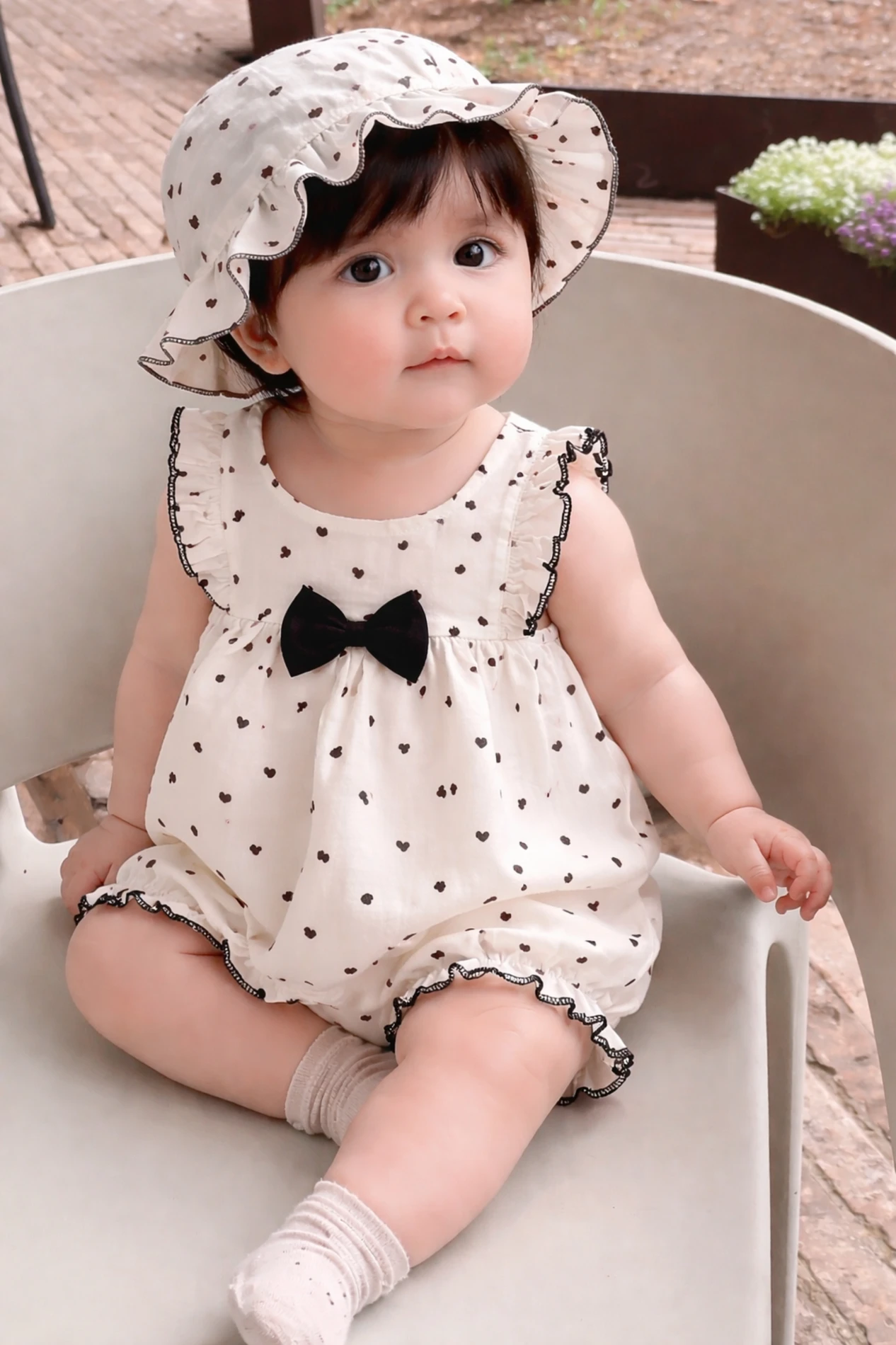 Lovely Bucket Şapkalı Yazlık Müslin Romper