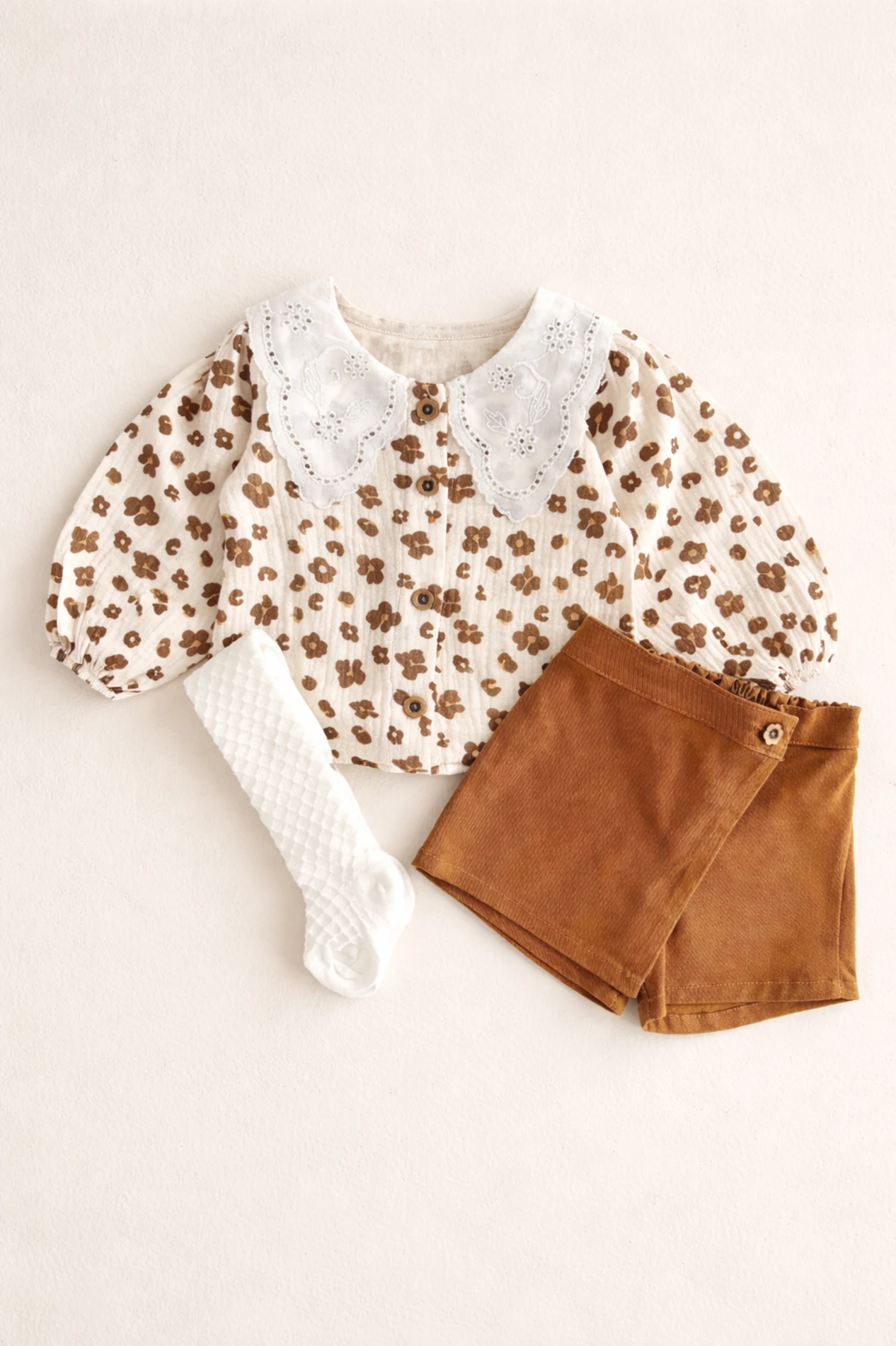 Leopar Desenli Müslin Fisto Yaka Çorap Hediyeli 3’lü Takım