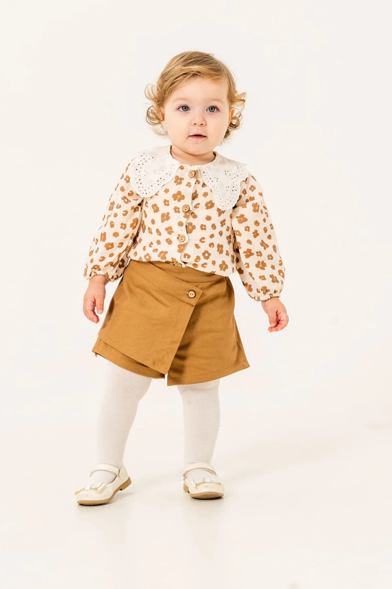 Leopar Desenli Müslin Fisto Yaka Çorap Hediyeli 3’lü Takım