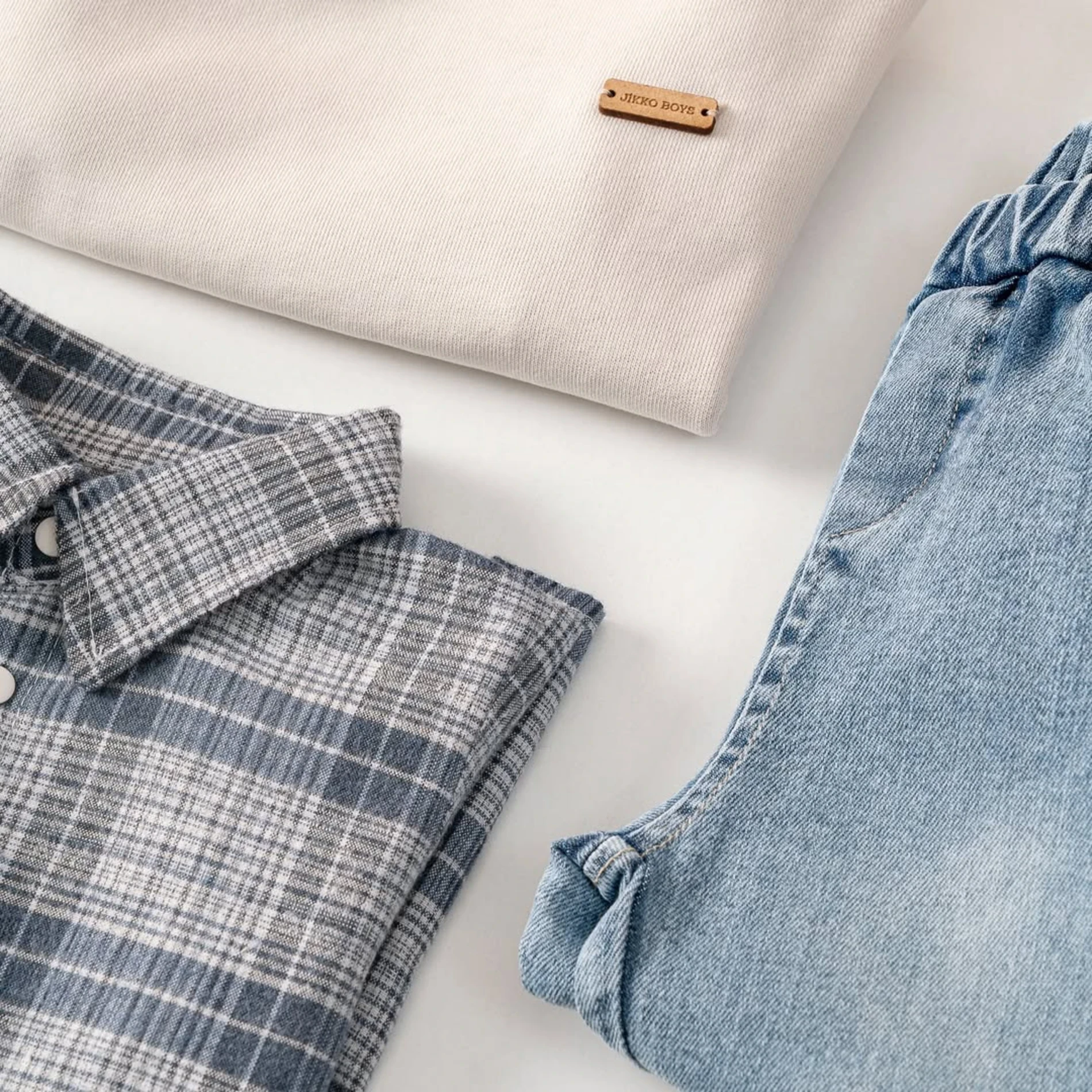 Premium Kalite Erkek Bebek Gömlek Sweatshirt Ve Kot Pantolon 3'Lü Takım 