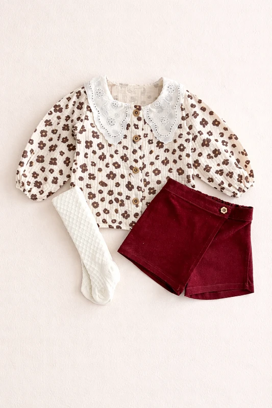 Leopar Desenli Müslin Fisto Yaka Çorap Hediyeli 3’lü Takım