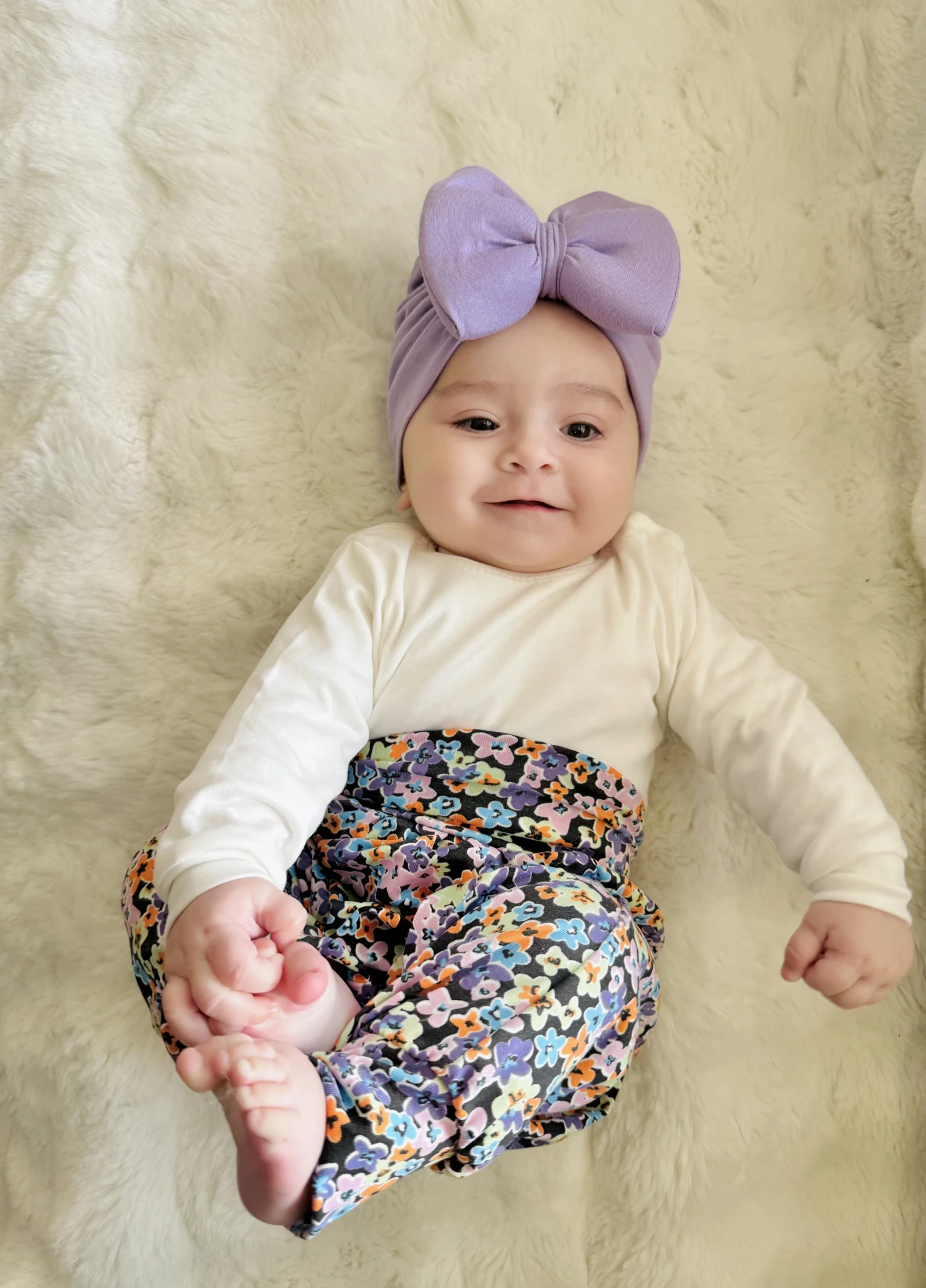 Çiçek Desenli Şalvarlı UZUN Kollu Tişörtlü  3’lü Bandanalı  Takım