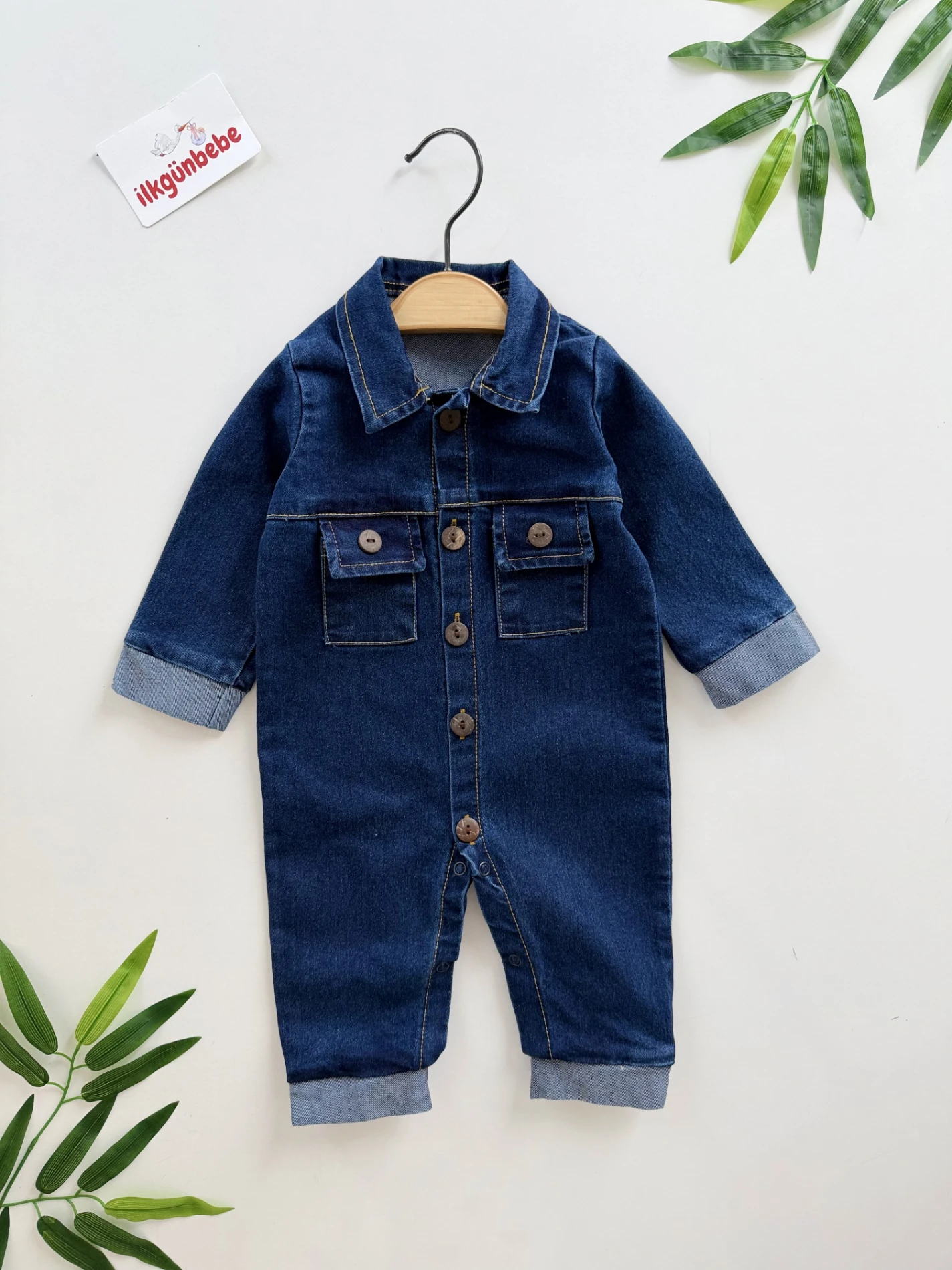 Likralı  Esnek Çetin Detaylı  Kot Tulum