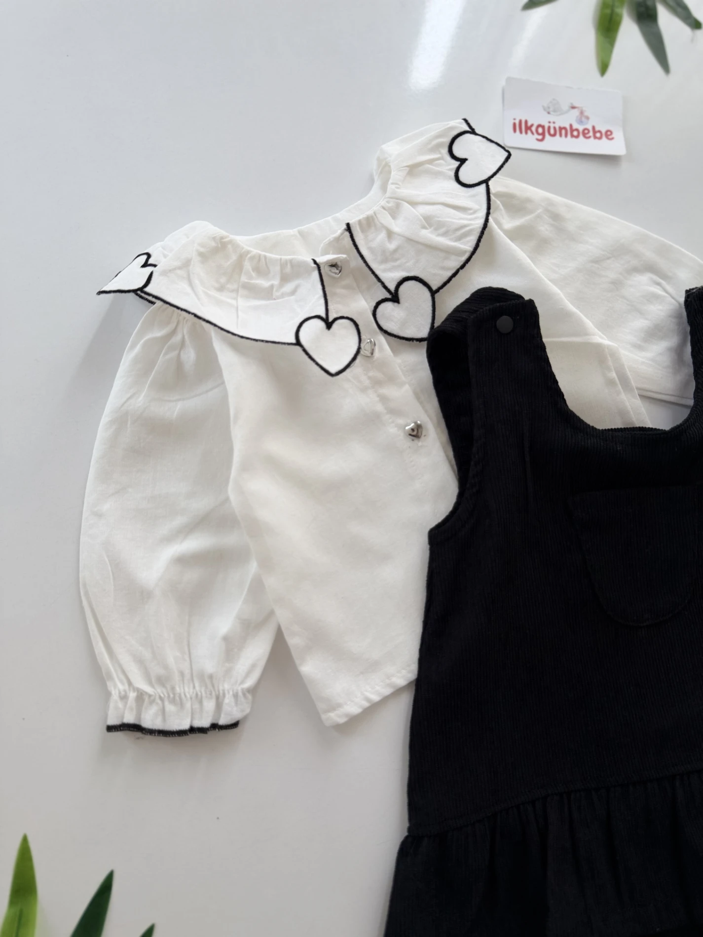 Kalp Desenli Kadife Etekli Gömlek & Jile 